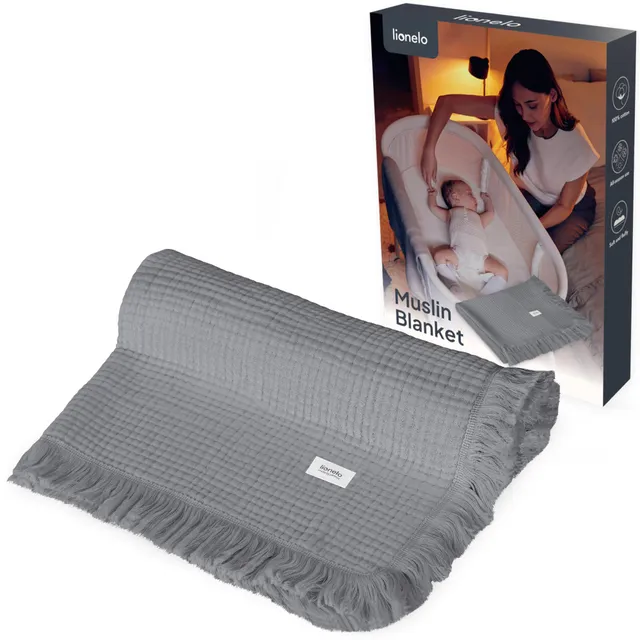 lionelo-couverture-b-b-mousseline-gris-100x70-cm-6-couches image 1