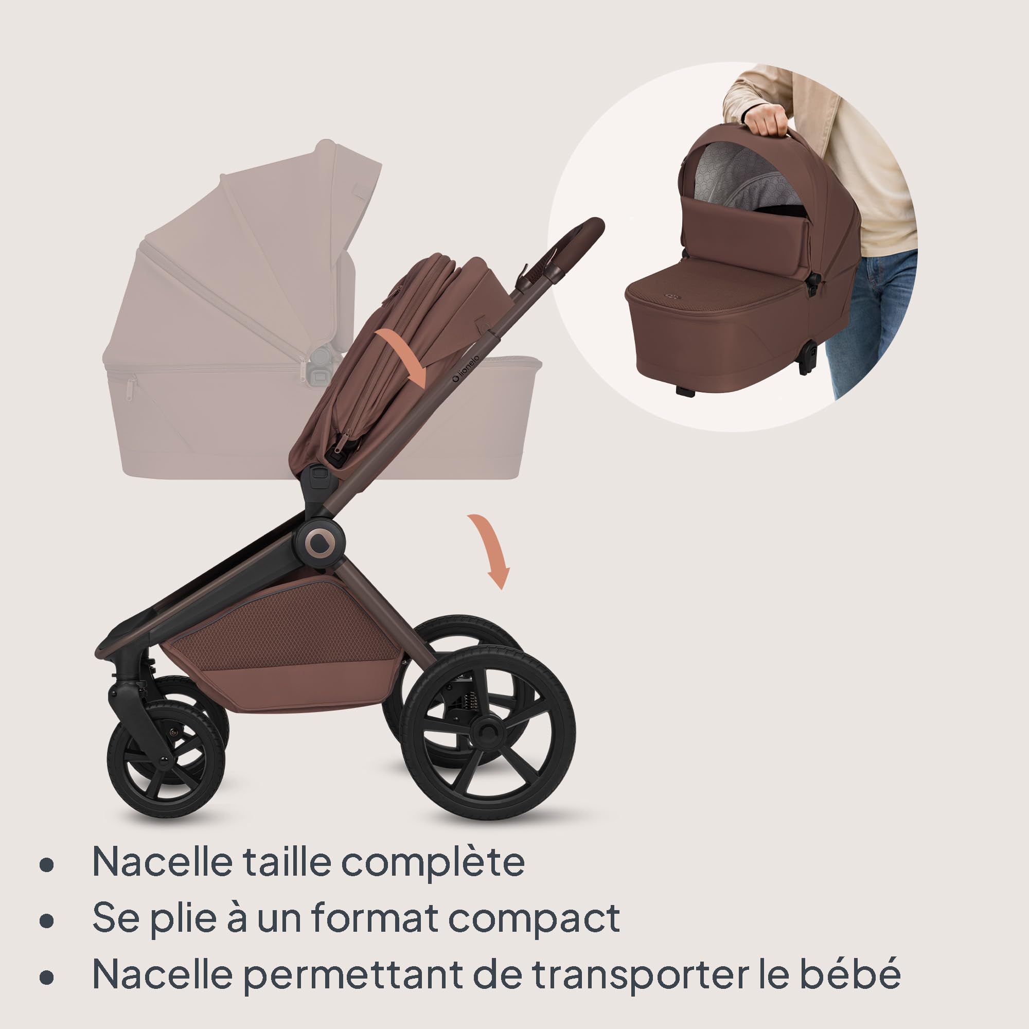 lionelo-freya-poussette-2en1-0-22-kg-marron-nacelle-pliable image 3
