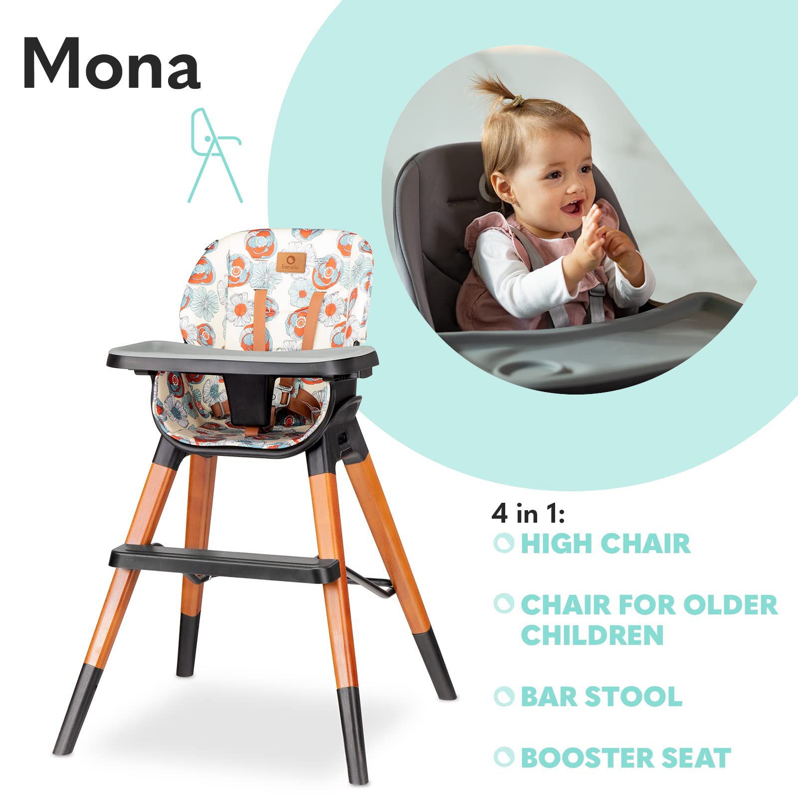 lionelo-mona-chaise-haute-b-b-4-en-1-flower-6-36-mois image 3