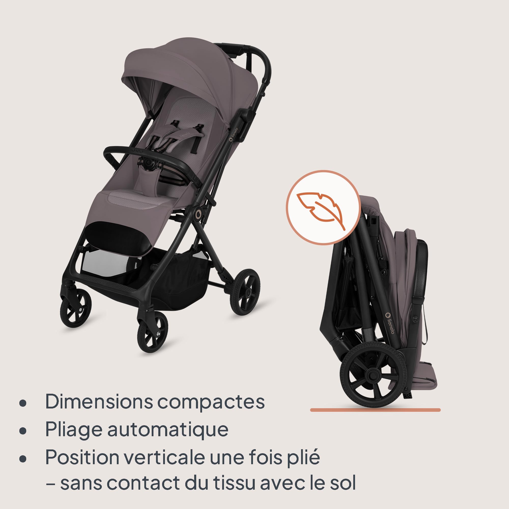 lionelo-tansi-poussette-canne-beige-taupe-22-kg-compacte image 4