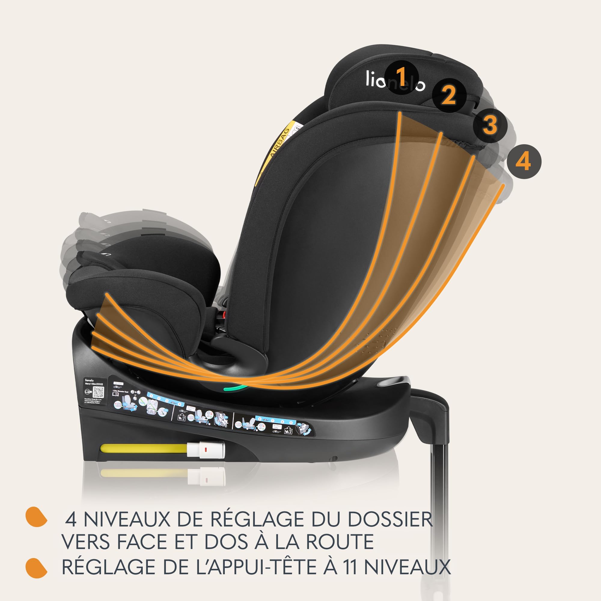 lionelo-navy-i-size-si-ge-auto-pivotant-onyx-40-150-cm image 8