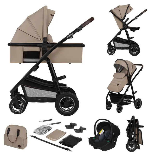 lionelo-amber-poussette-3-en-1-beige-avec-nacelle-et-si-ge-auto image 1
