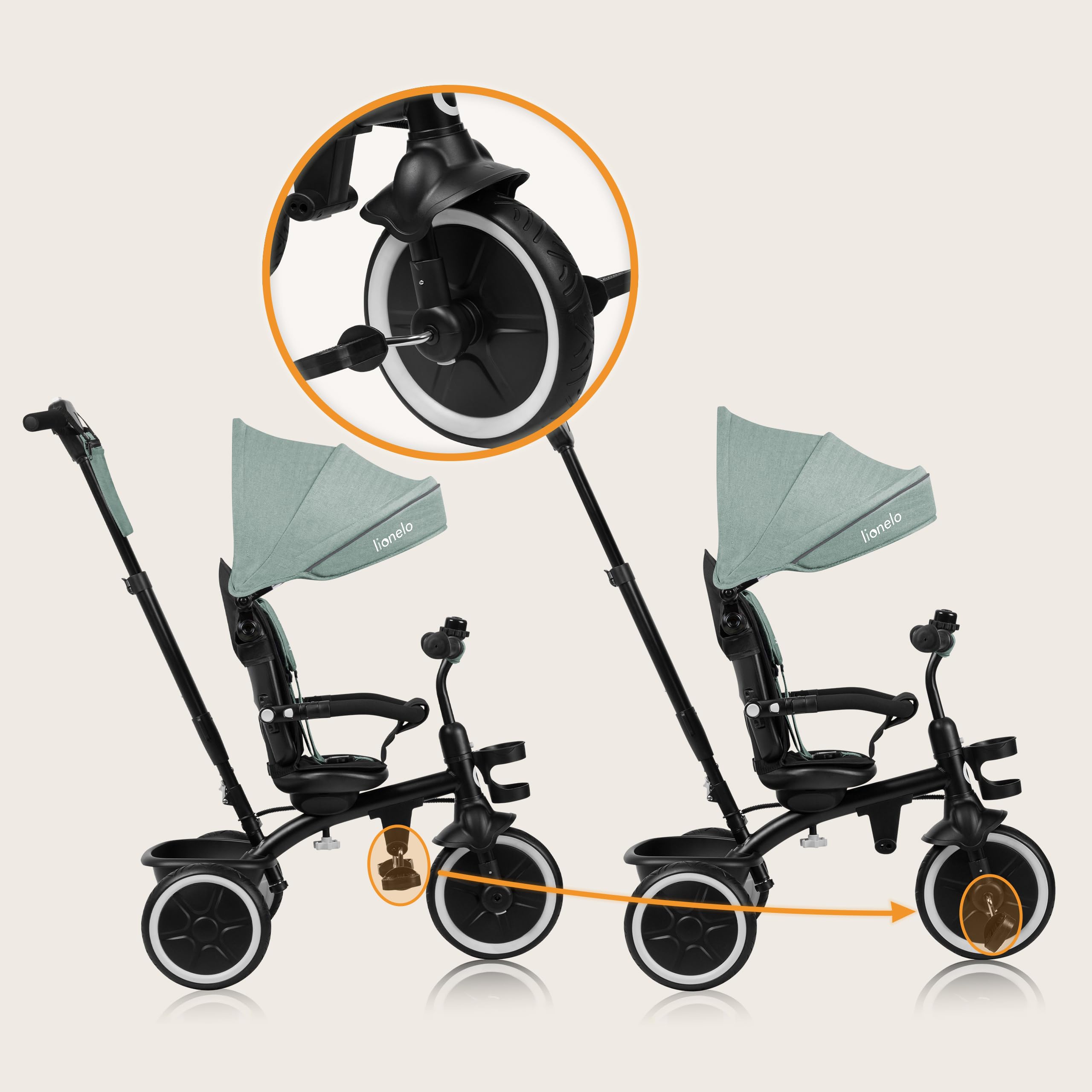 lionelo-berry-tricycle-volutif-vert-poussette-9-mois image 6