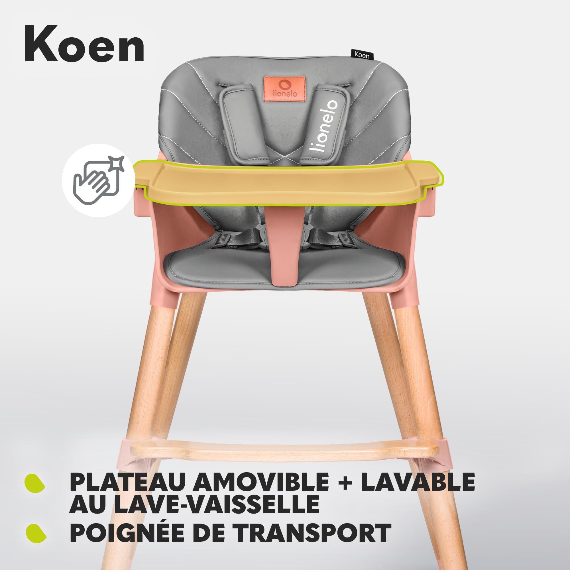 lionelo-koen-chaise-haute-b-b-2-en-1-rose-15-kg image 5