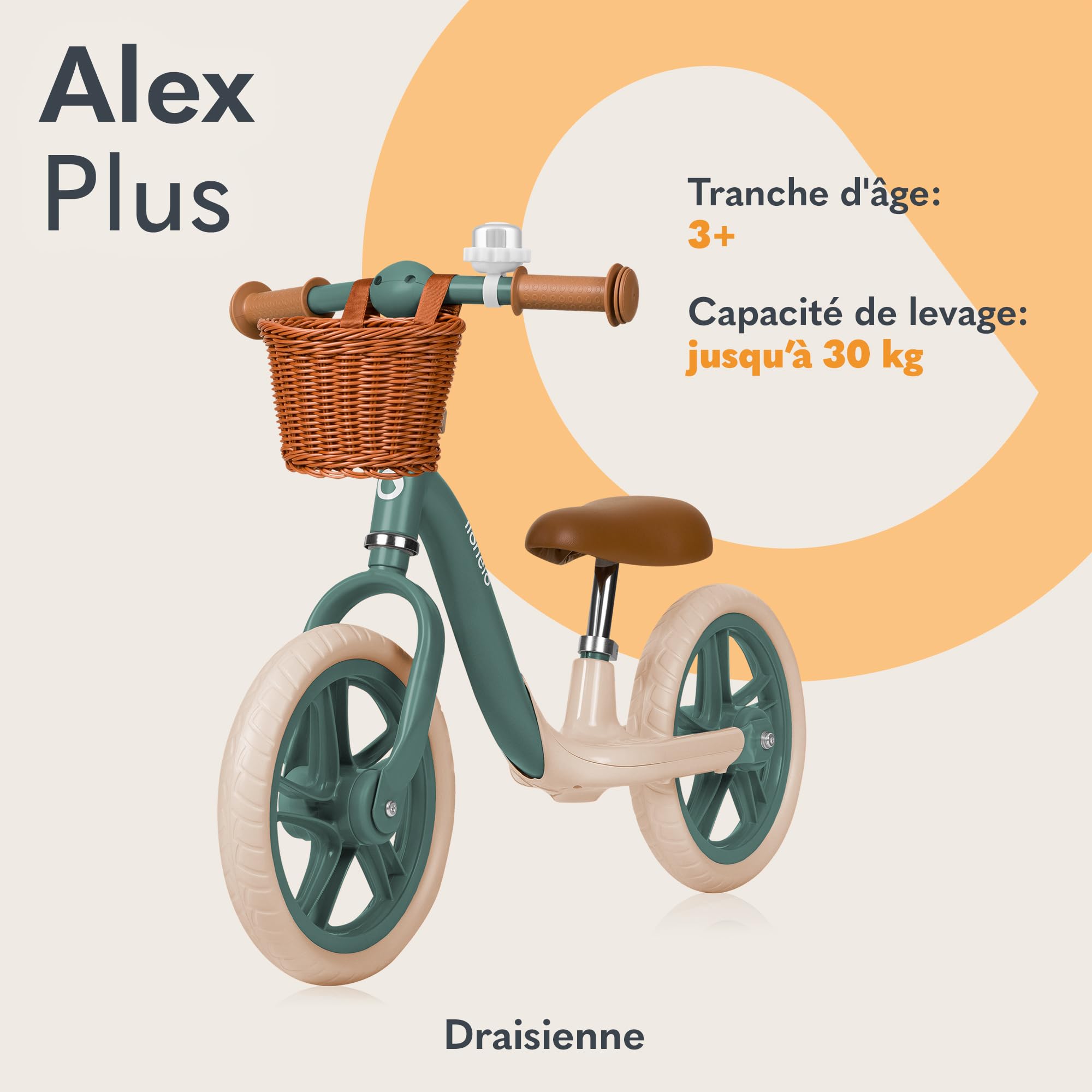lionelo-alex-plus-draisienne-enfant-green-forest-12-pouces image 2