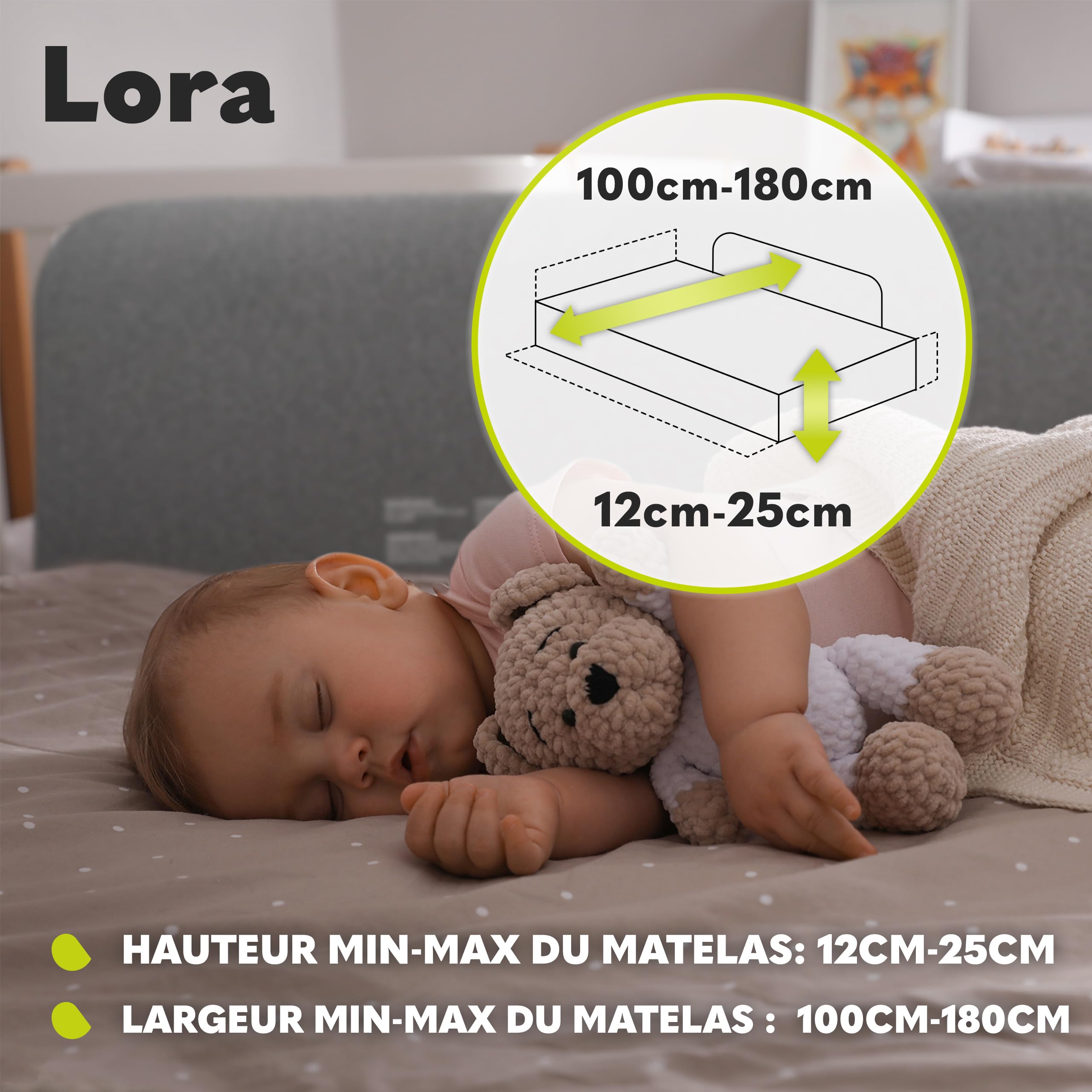 lionelo-lora-barri-re-de-lit-gris-105-cm-pliable image 5