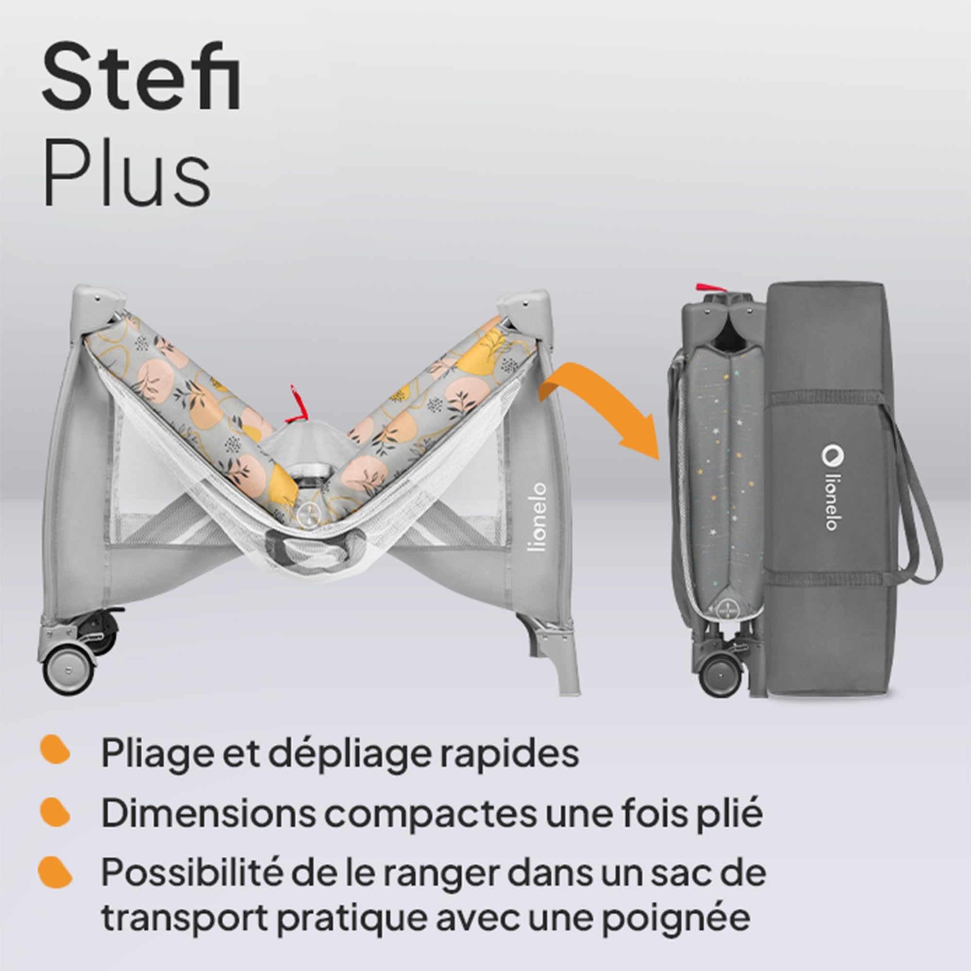 lionelo-stefi-plus-lit-b-b-parapluie-rose-jaune-pliage-rapide-15kg image 7
