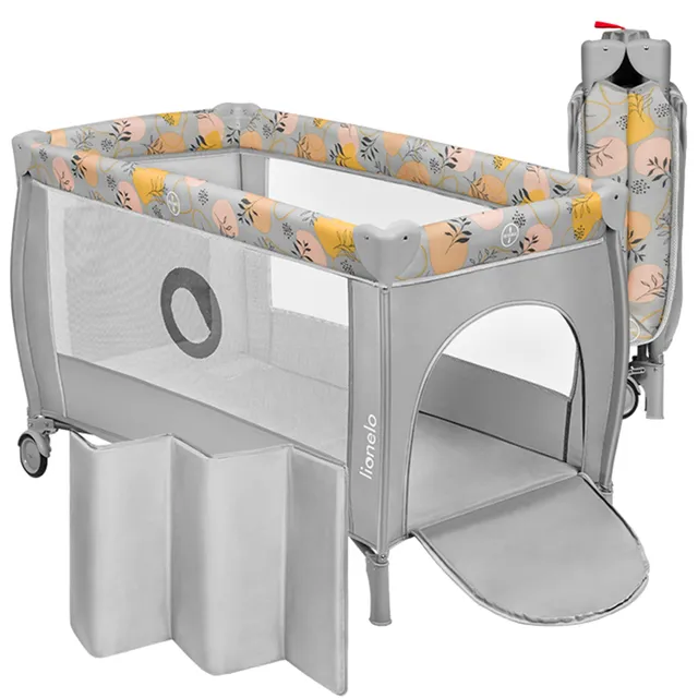 lionelo-stefi-plus-lit-b-b-parapluie-rose-jaune-pliage-rapide-15kg image 1