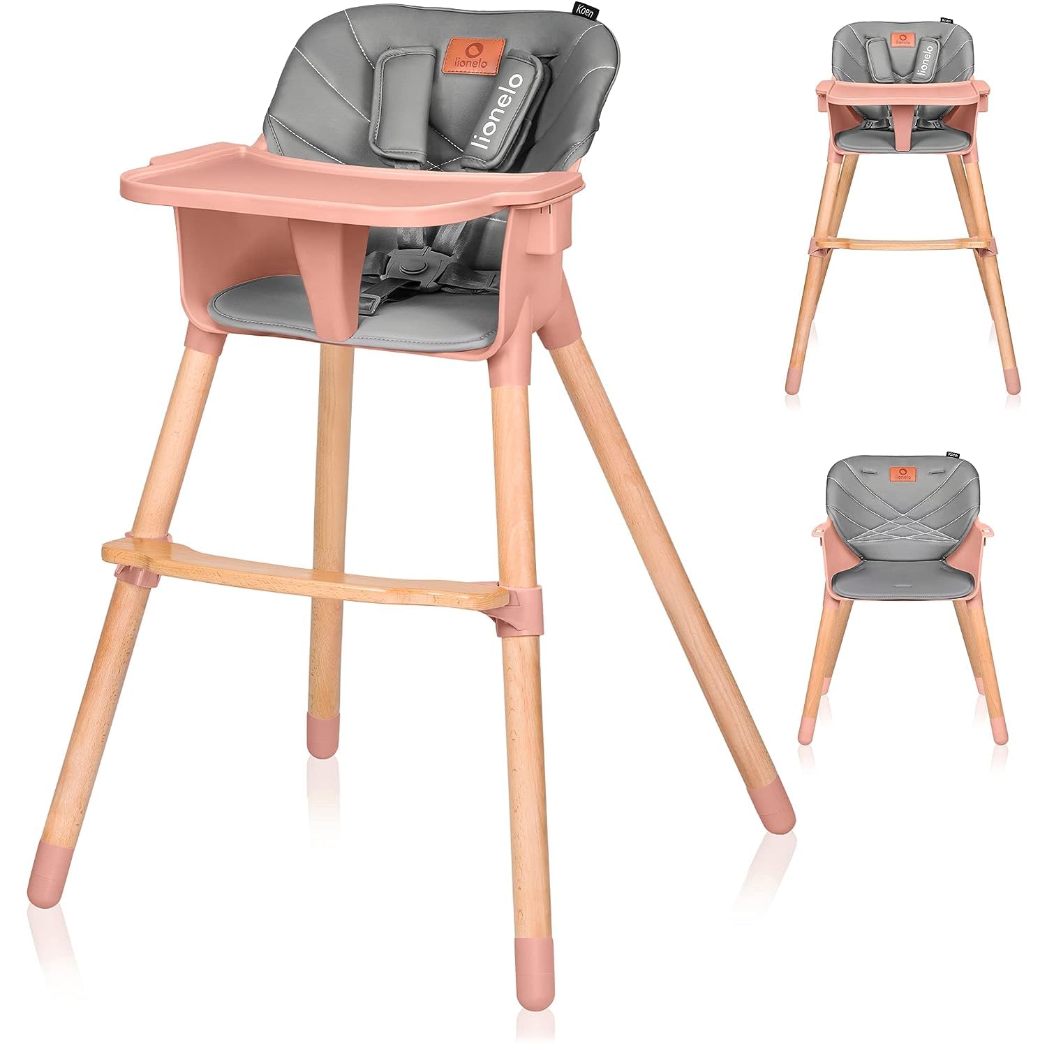 lionelo-koen-chaise-haute-b-b-2-en-1-rose-15-kg image 1