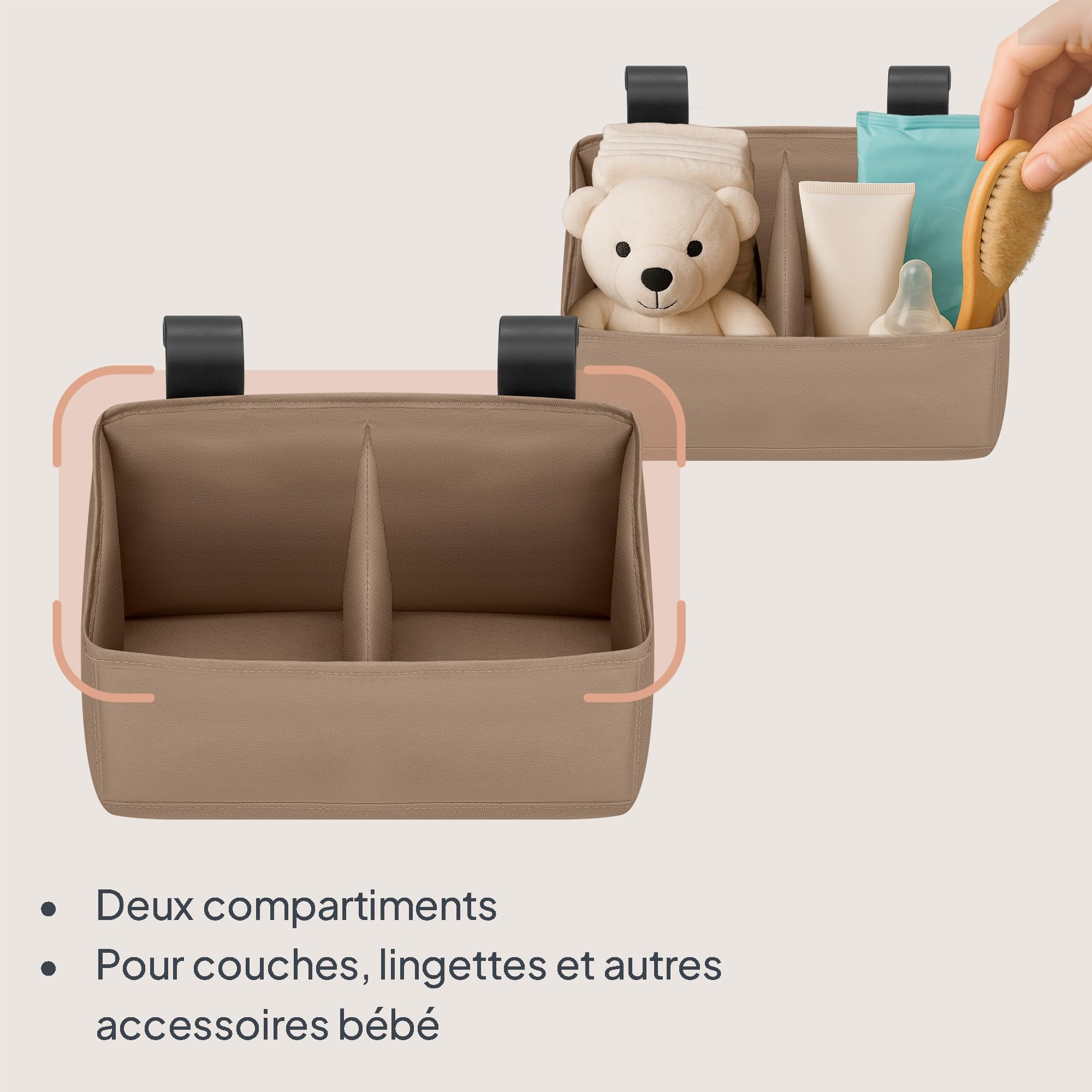 lionelo-sidepocket-organiseur-table-langer-beige-26x12x15-compact image 2