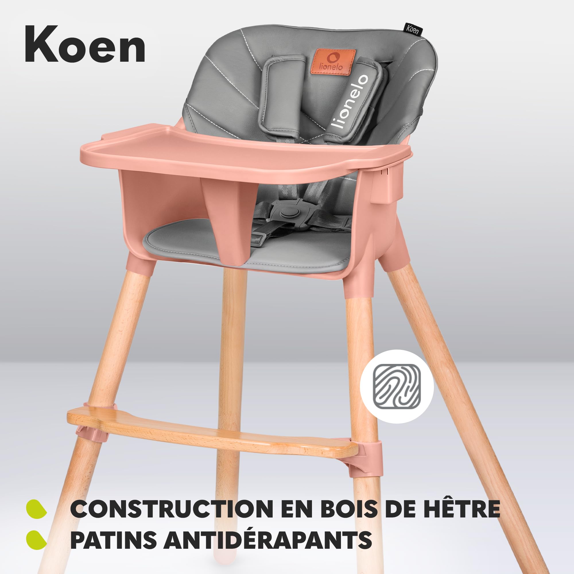 lionelo-koen-chaise-haute-b-b-2-en-1-rose-15-kg image 4