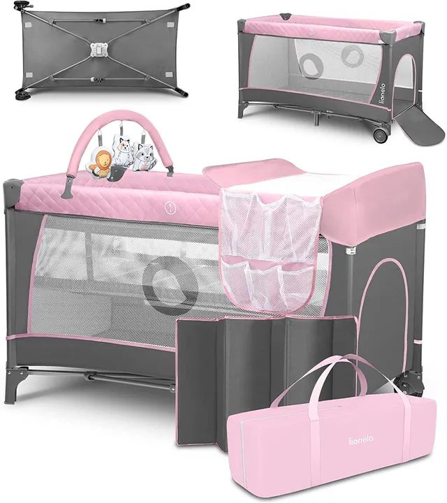 lionelo-flower-lit-b-b-rose-pliable-0-3-ans image 1