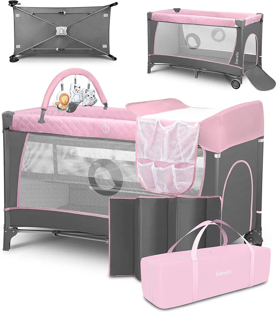 lionelo-flower-lit-b-b-rose-pliable-0-3-ans image 1