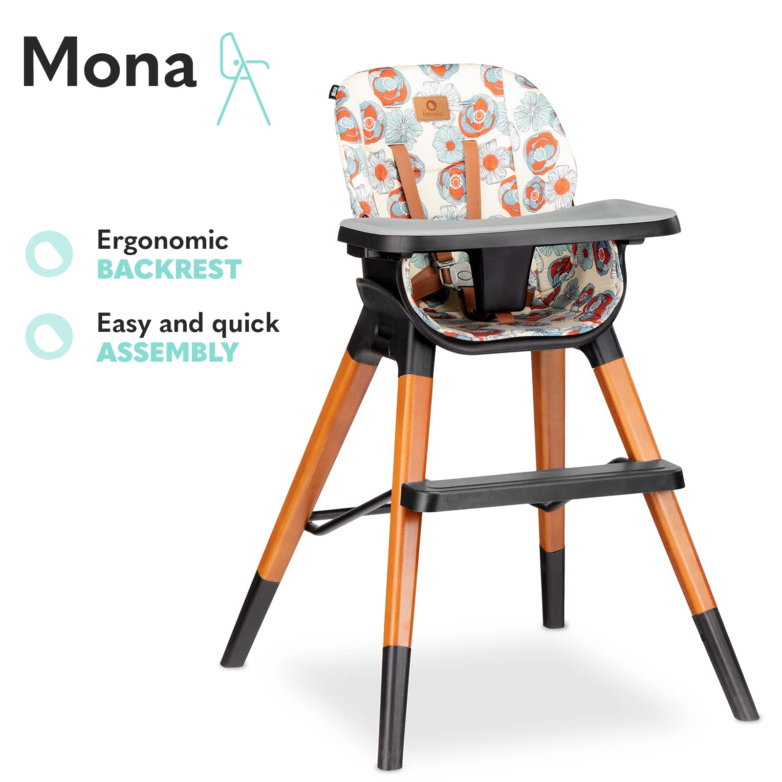lionelo-mona-chaise-haute-b-b-4-en-1-flower-6-36-mois image 7