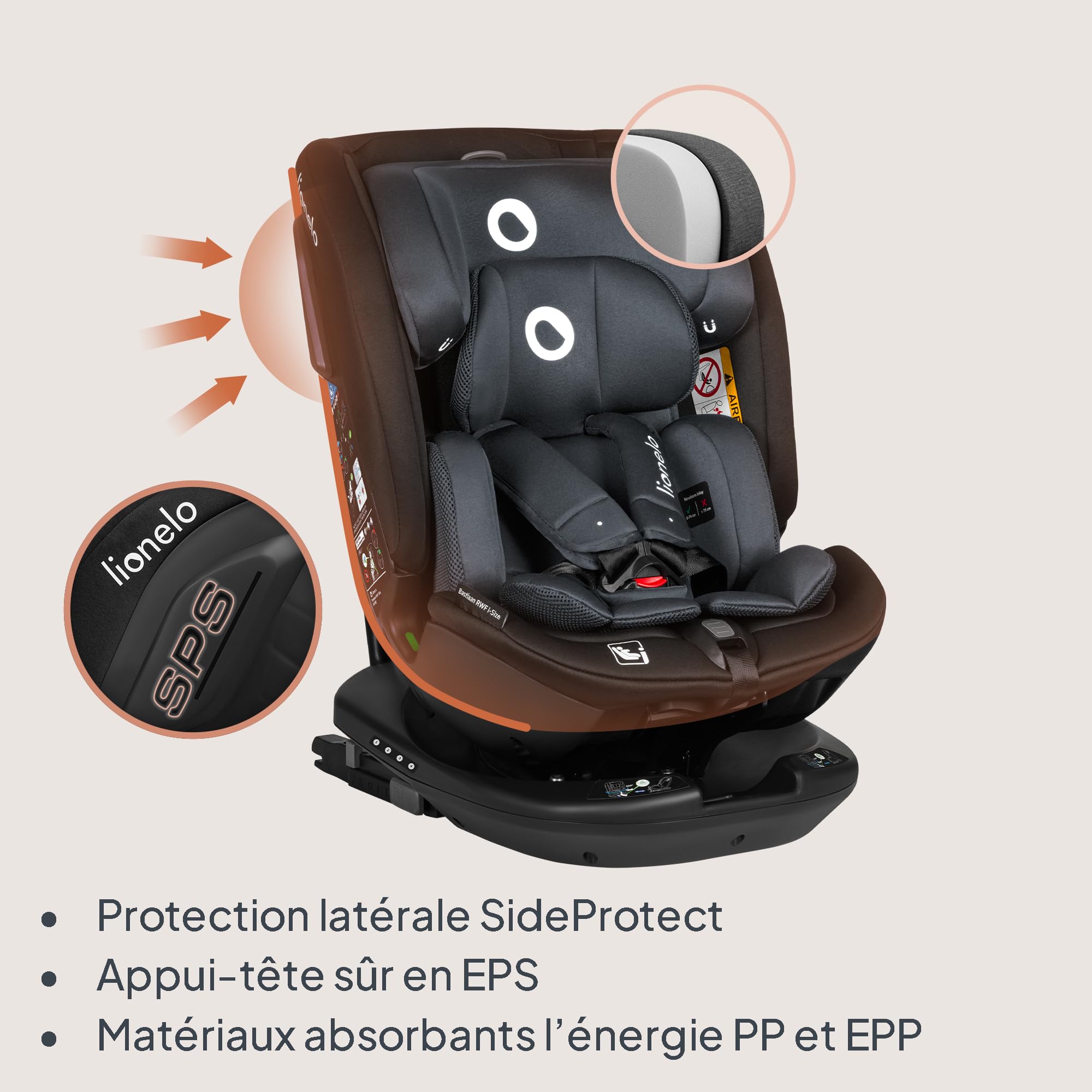 lionelo-bastiaan-si-ge-auto-pivotant-360-gris-r129 image 4