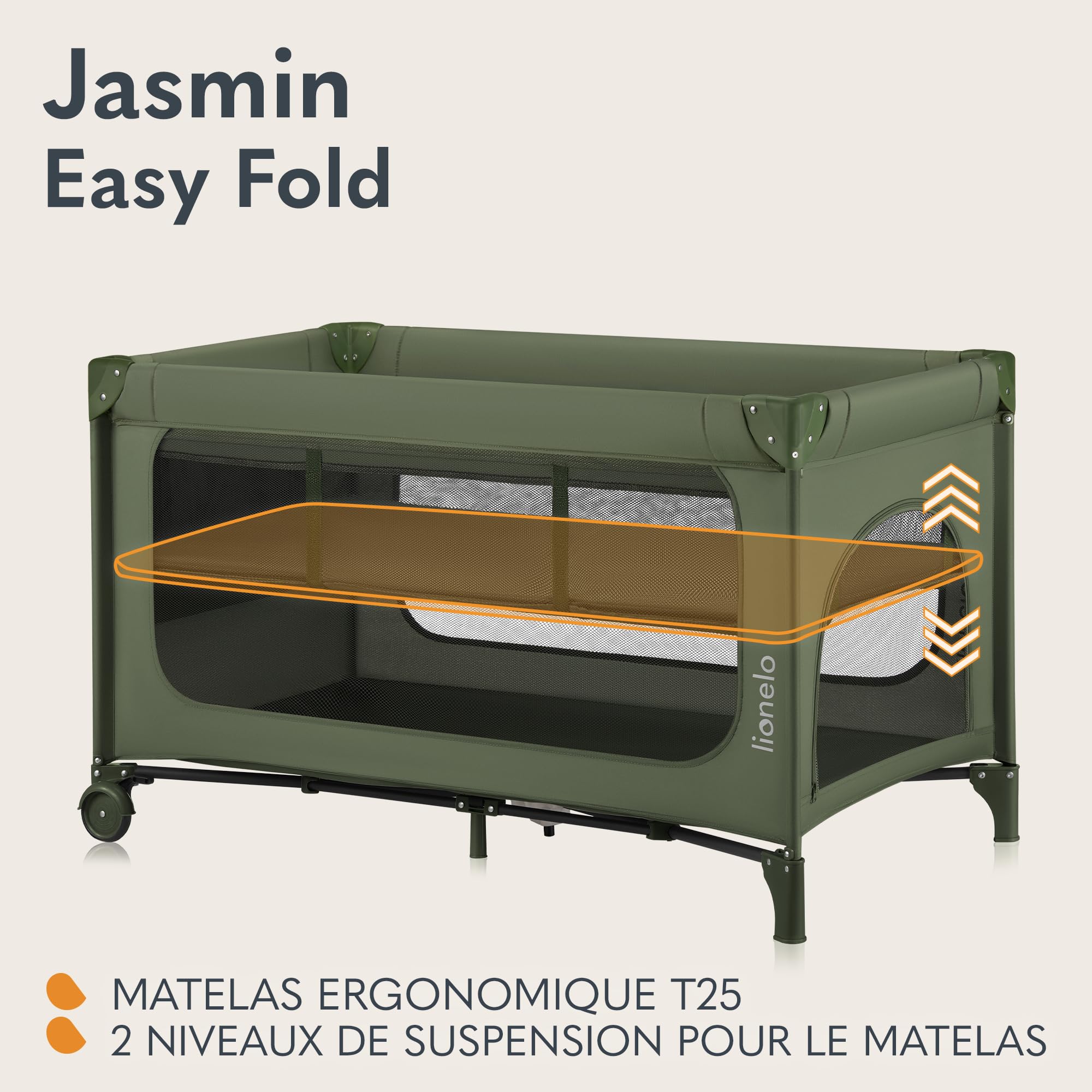 lionelo-jasmin-easy-fold-lit-de-voyage-b-b-vert-matelas-t25 image 3