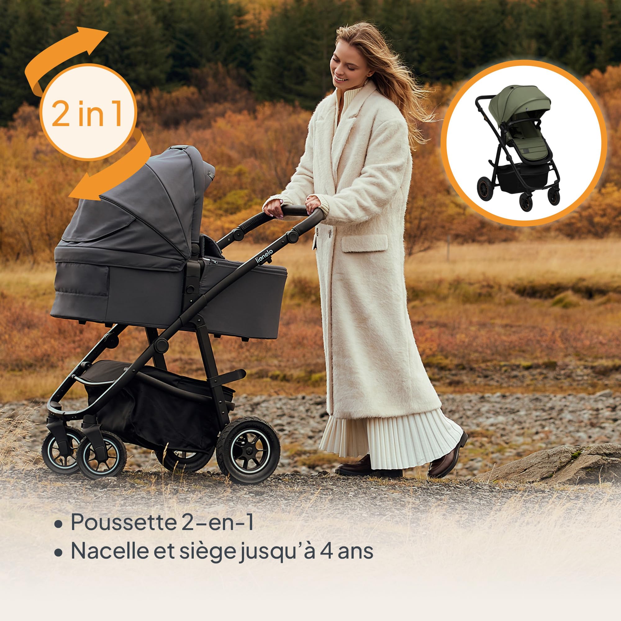 lionelo-amber-plus-poussette-2-en-1-verte-nacelle-22-kg image 5