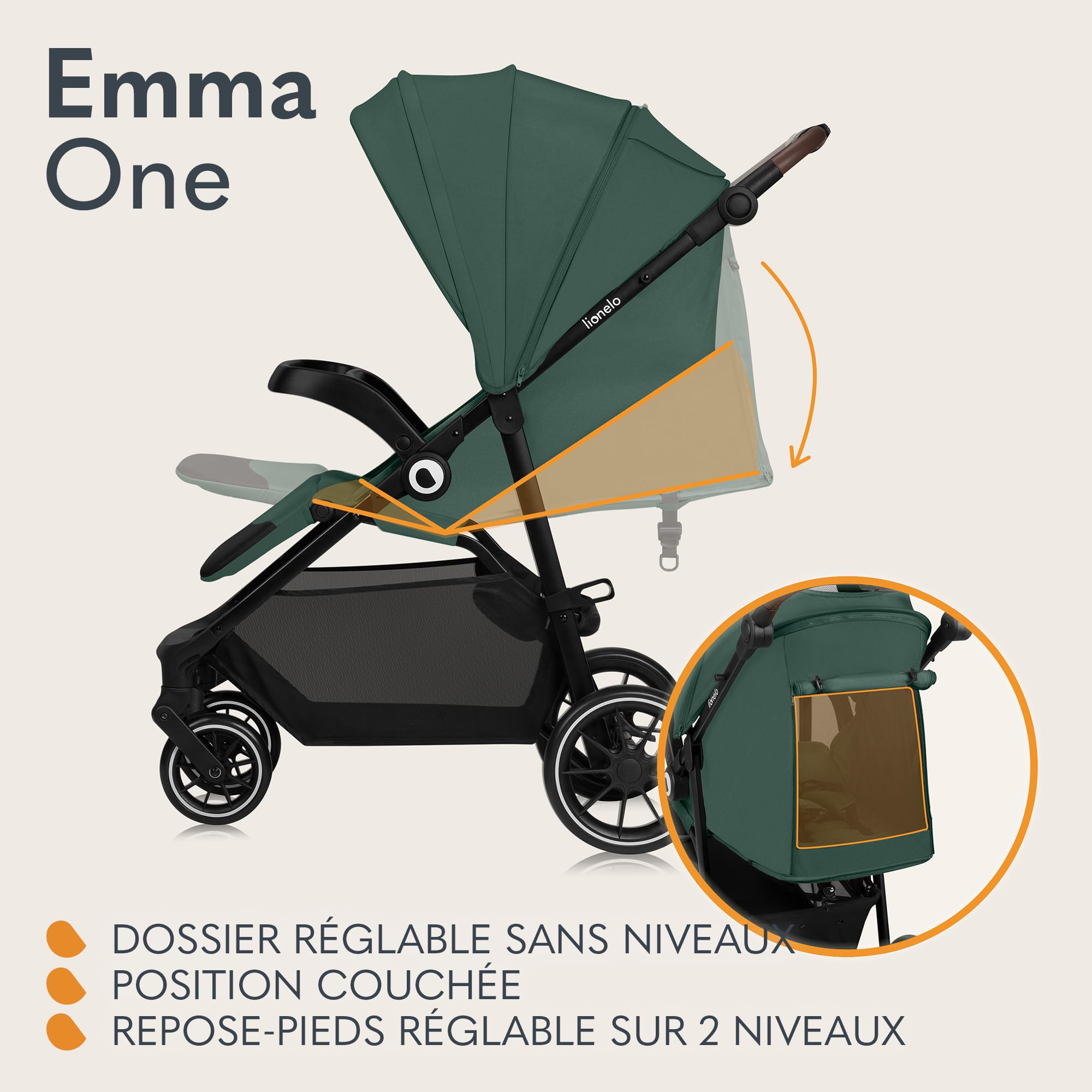 lionelo-emma-one-poussette-canne-green-pliage-une-main-upf50 image 3
