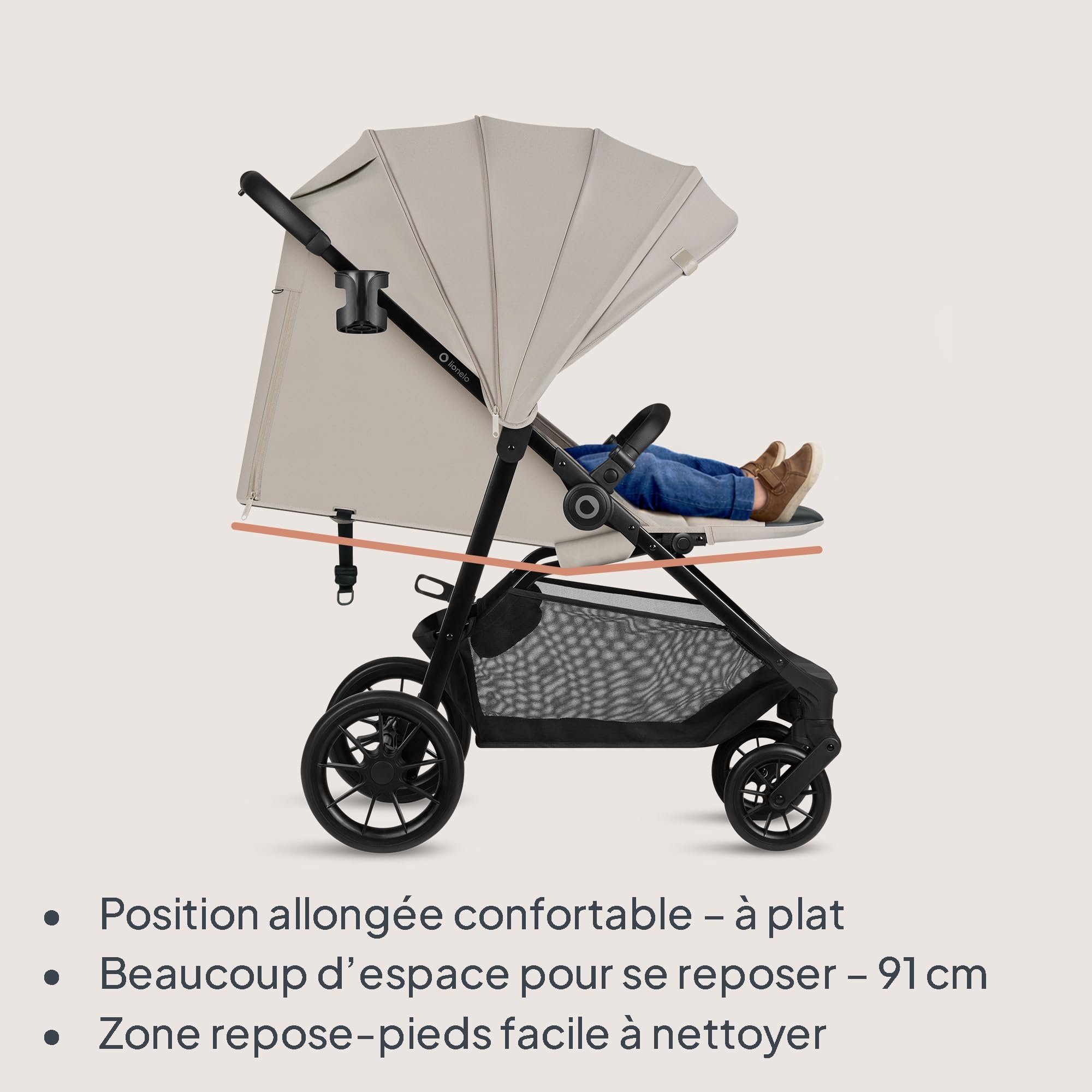 lionelo-emerald-poussette-beige-22-kg-pliage-une-main-upf50 image 2