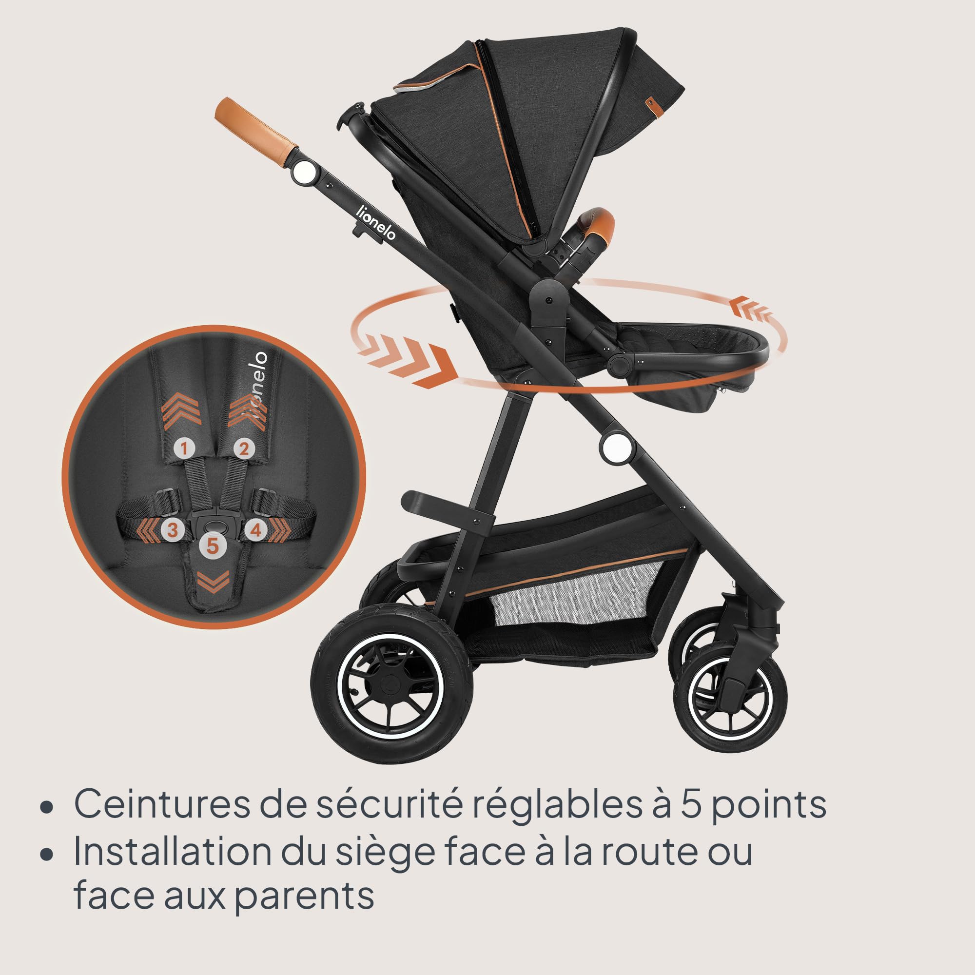 lionelo-amber-poussette-2-en-1-graphite-nacelle image 3