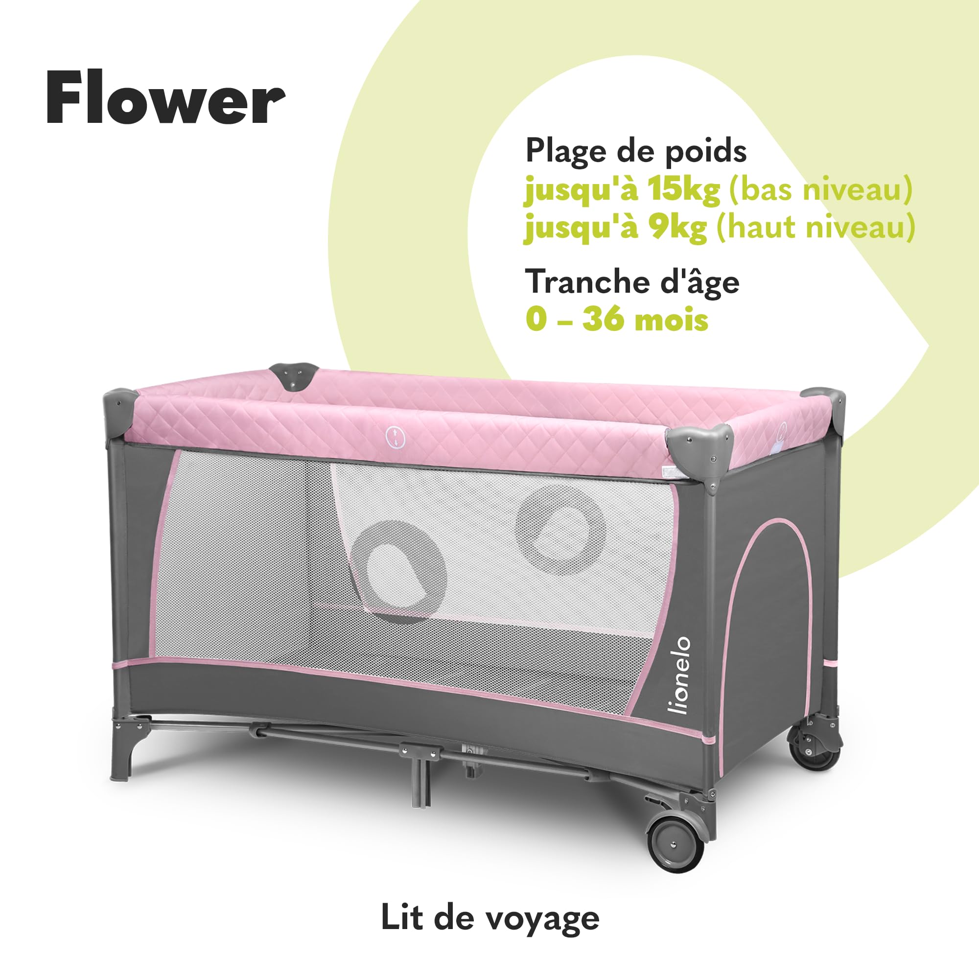 lionelo-flower-lit-b-b-rose-pliable-0-3-ans image 2