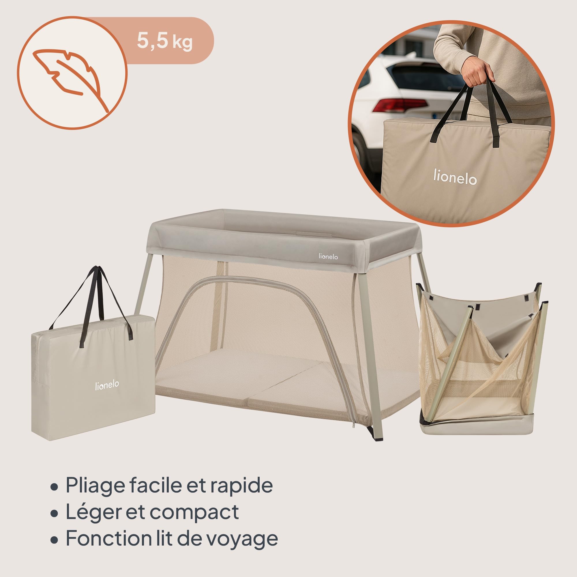 lionelo-alice-lit-voyage-pliable-beige-3en1-matelas-inclus image 4