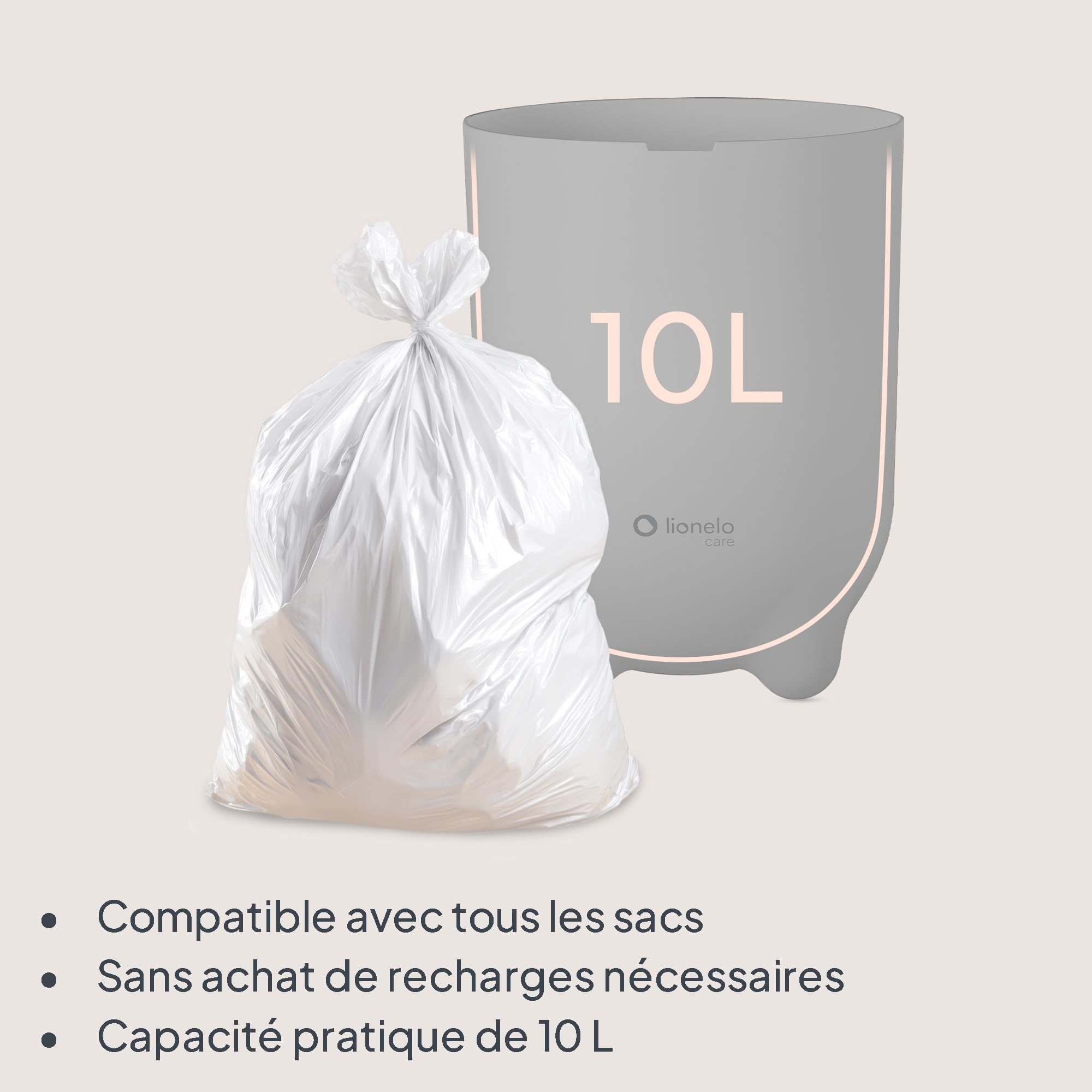 lionelo-purebin-poubelle-couches-gris-10-l-sans-cassette image 4