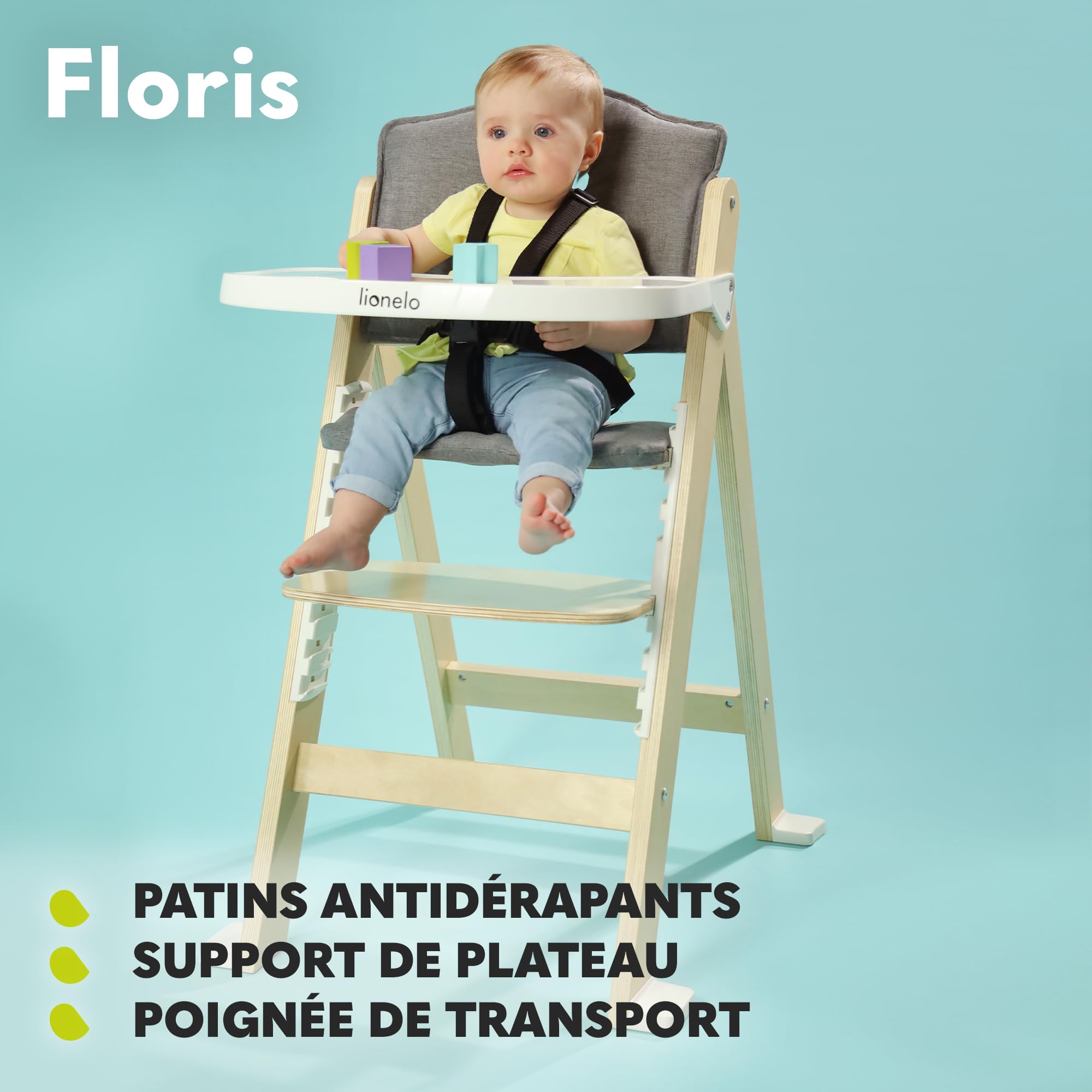 lionelo-floris-chaise-haute-b-b-volutive-blanc-6-mois-12-ans image 7