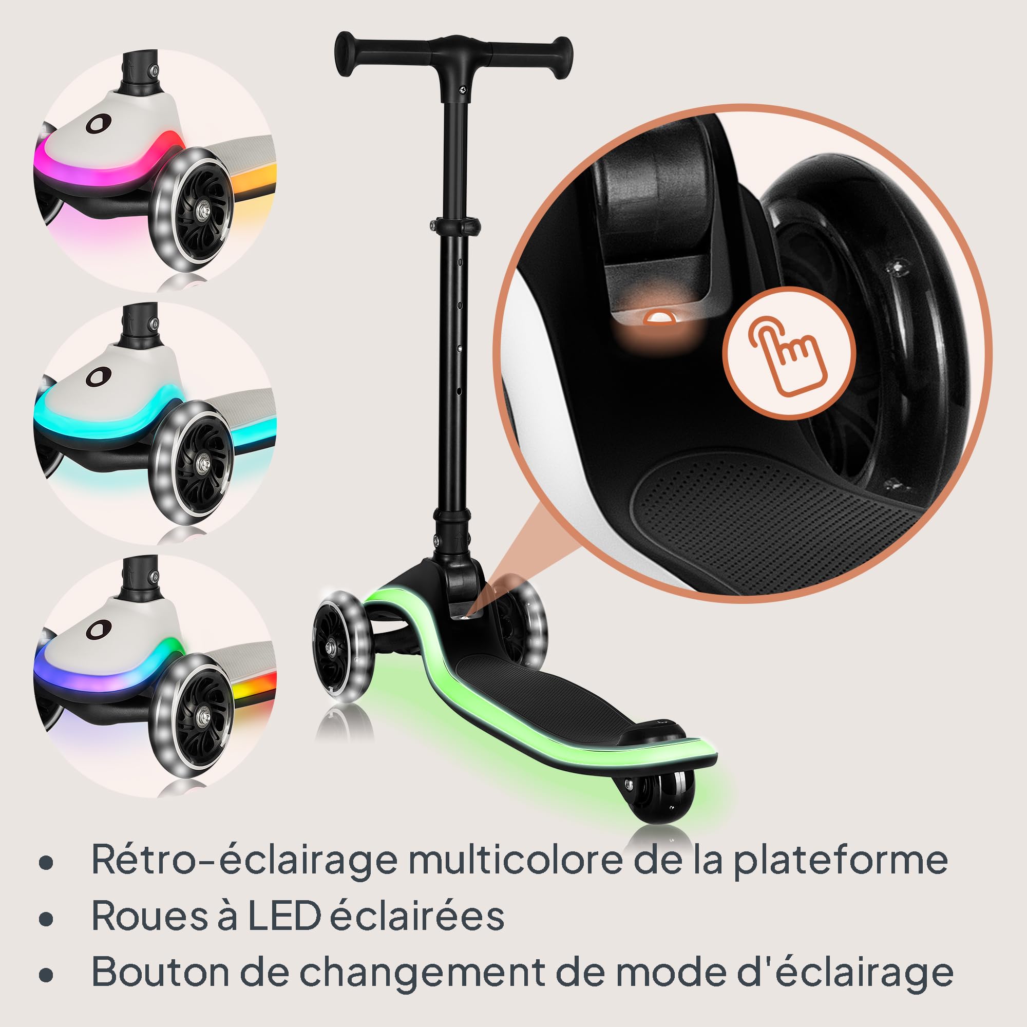 lionelo-mey-trottinette-3-roues-noir-led-50-kg-panier image 3