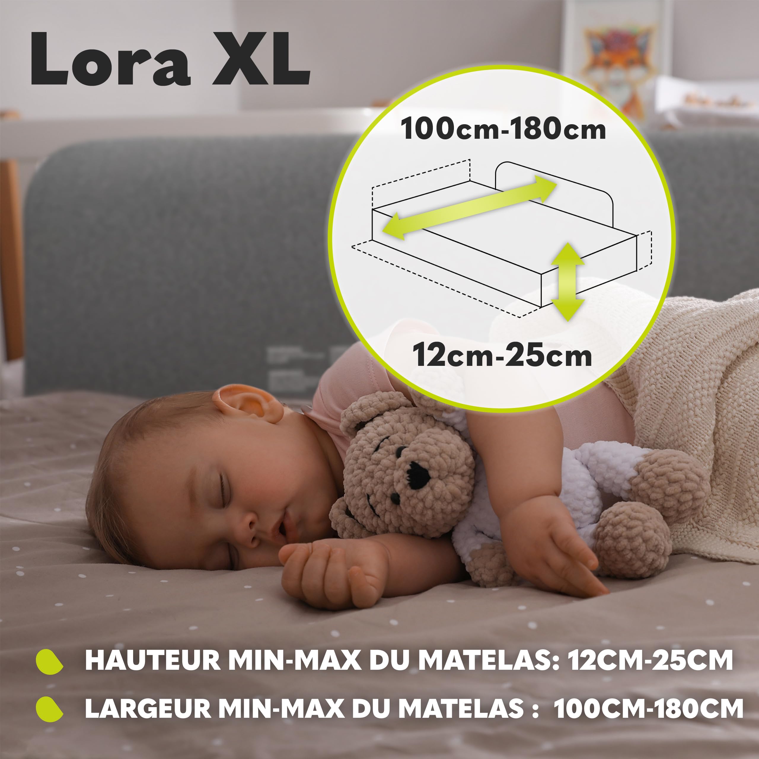 lionelo-lora-xl-barri-re-de-lit-beige-150-cm image 5