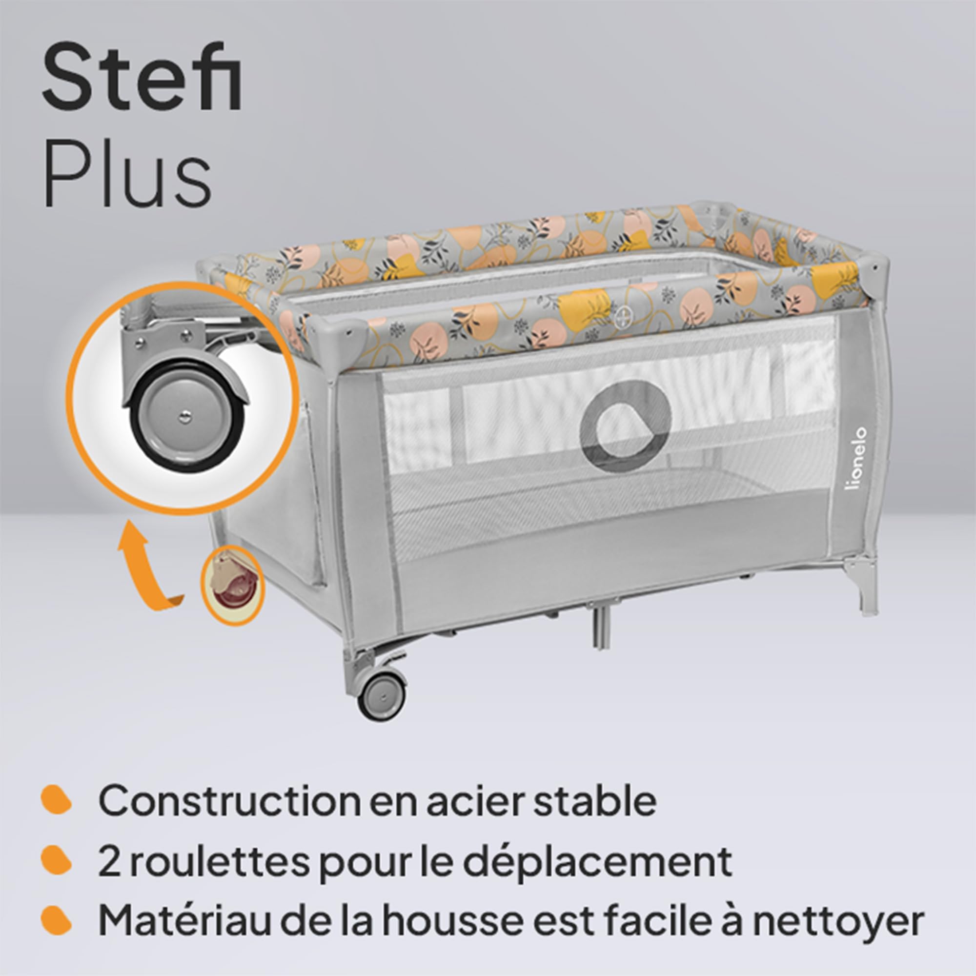 lionelo-stefi-plus-lit-b-b-parapluie-rose-jaune-pliage-rapide-15kg image 4