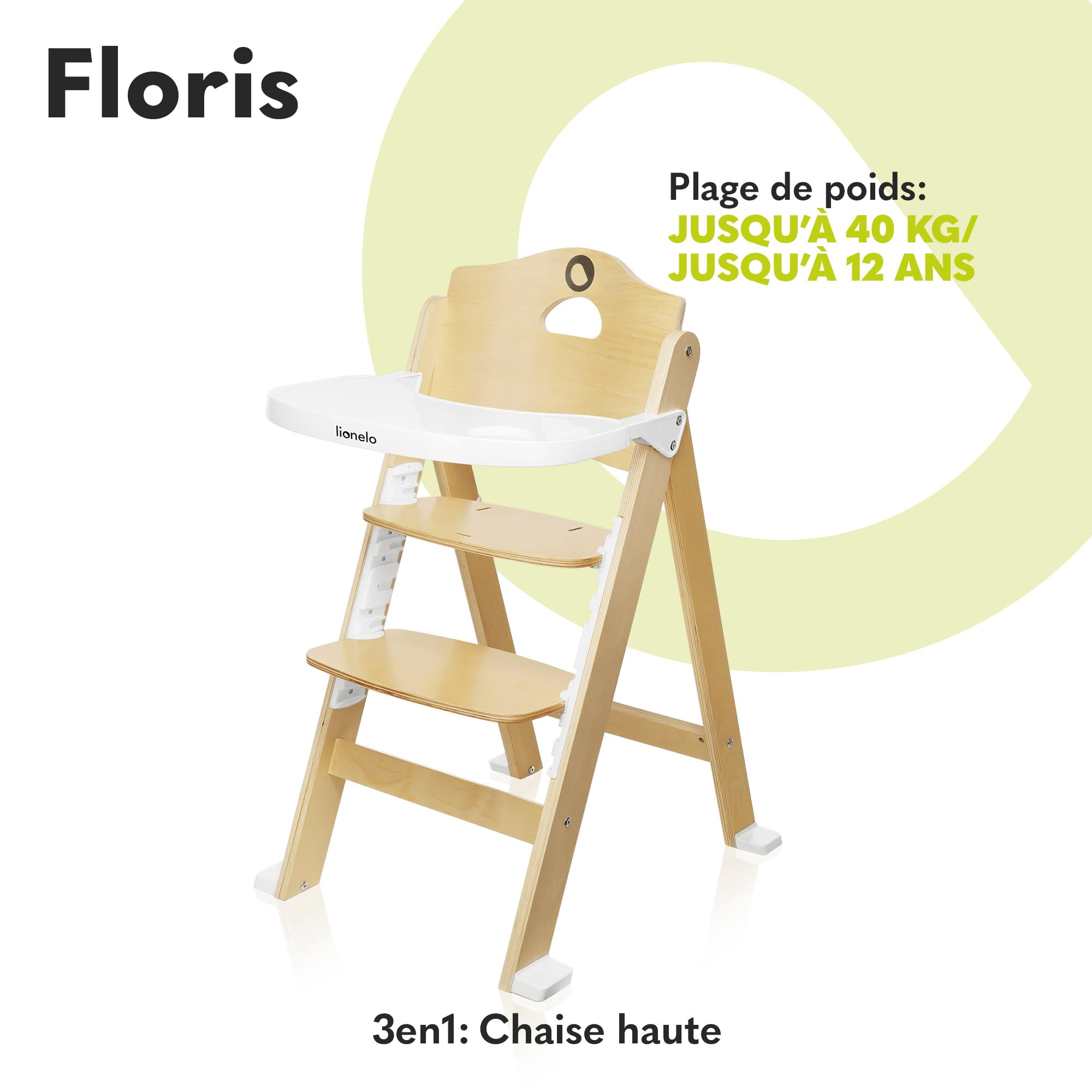 lionelo-floris-chaise-haute-b-b-volutive-blanc-6-mois-12-ans image 2