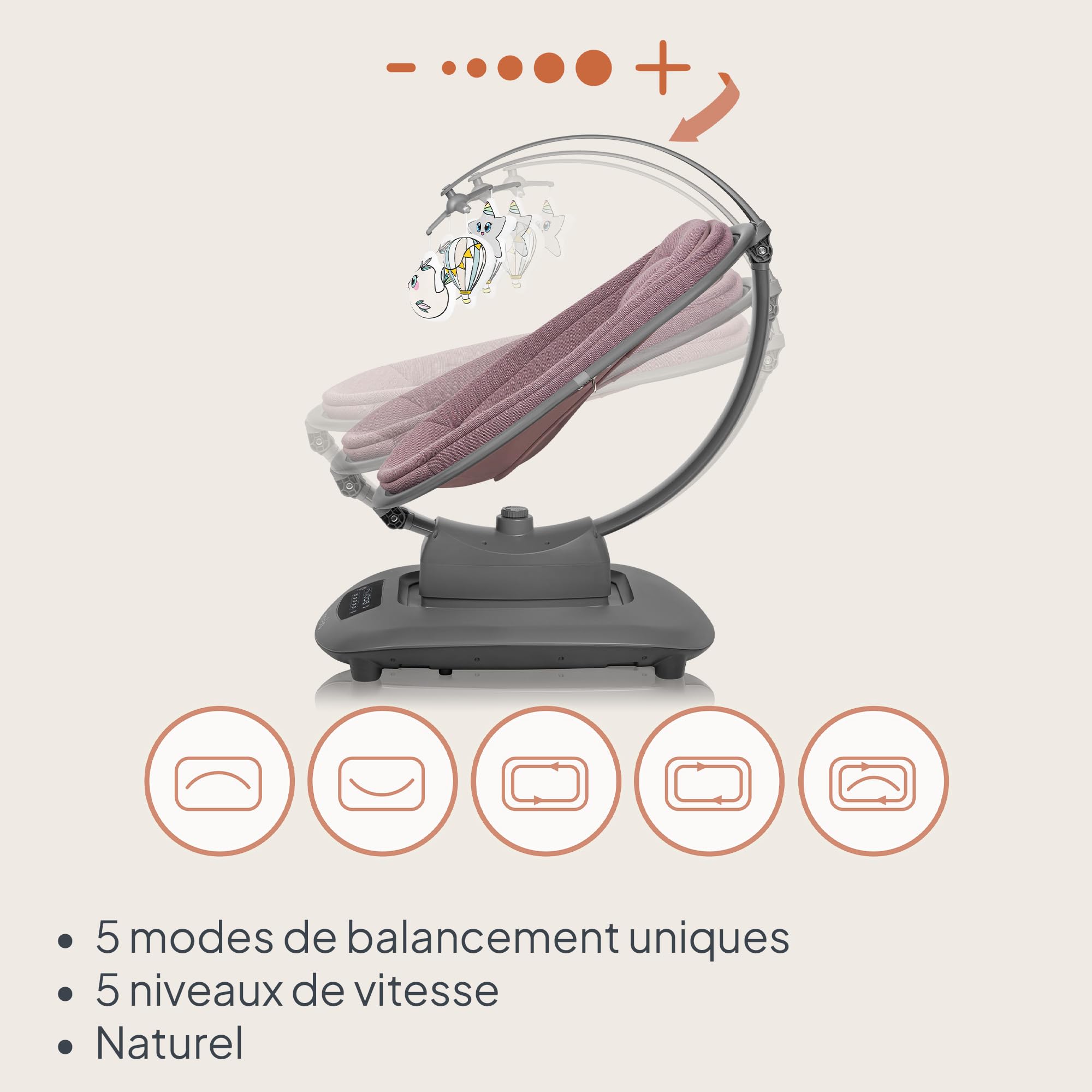 lionelo-blossom-transat-b-b-lectrique-rose-9-kg-bluetooth image 3
