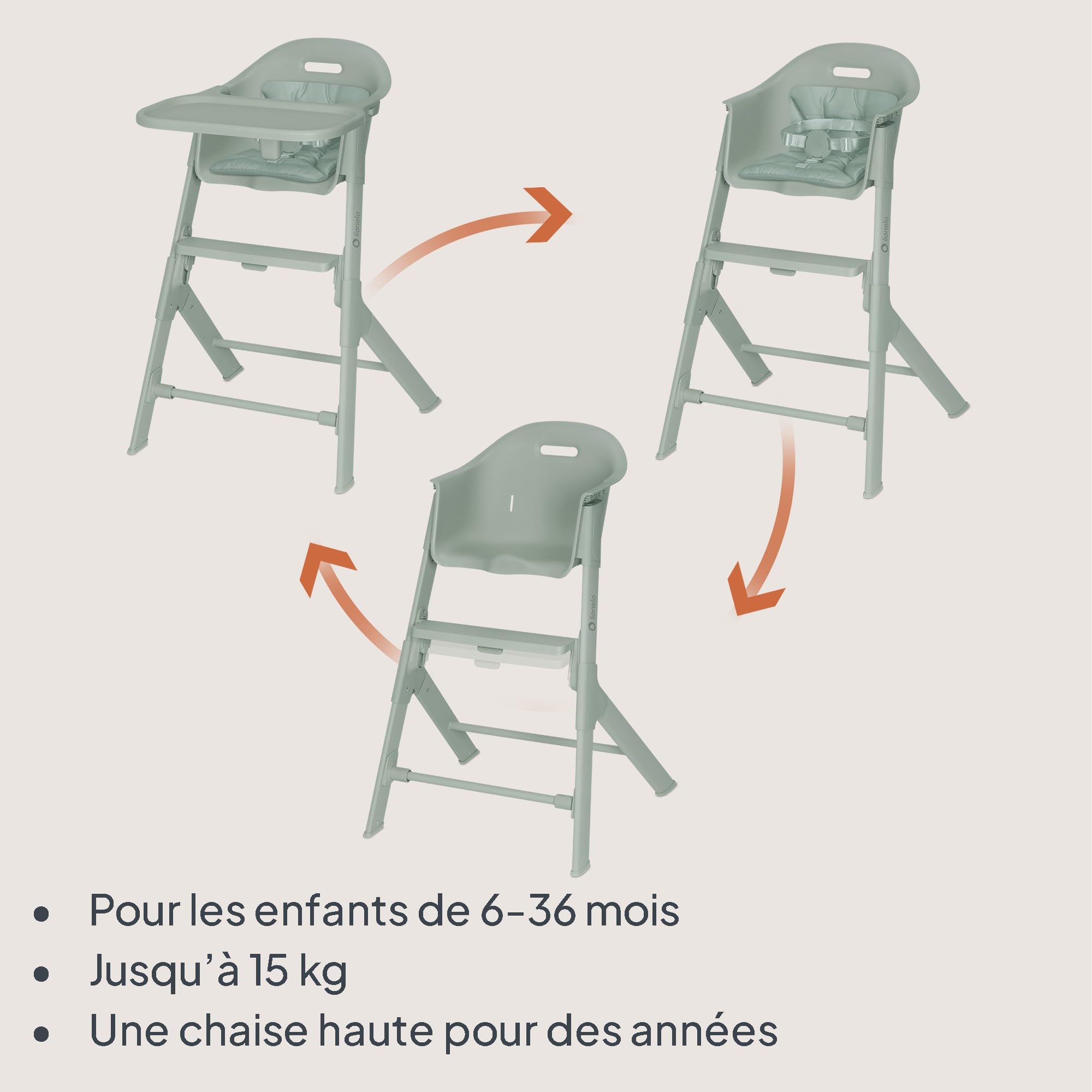 lionelo-beny-chaise-haute-b-b-vert-6-36-mois-15-kg image 2
