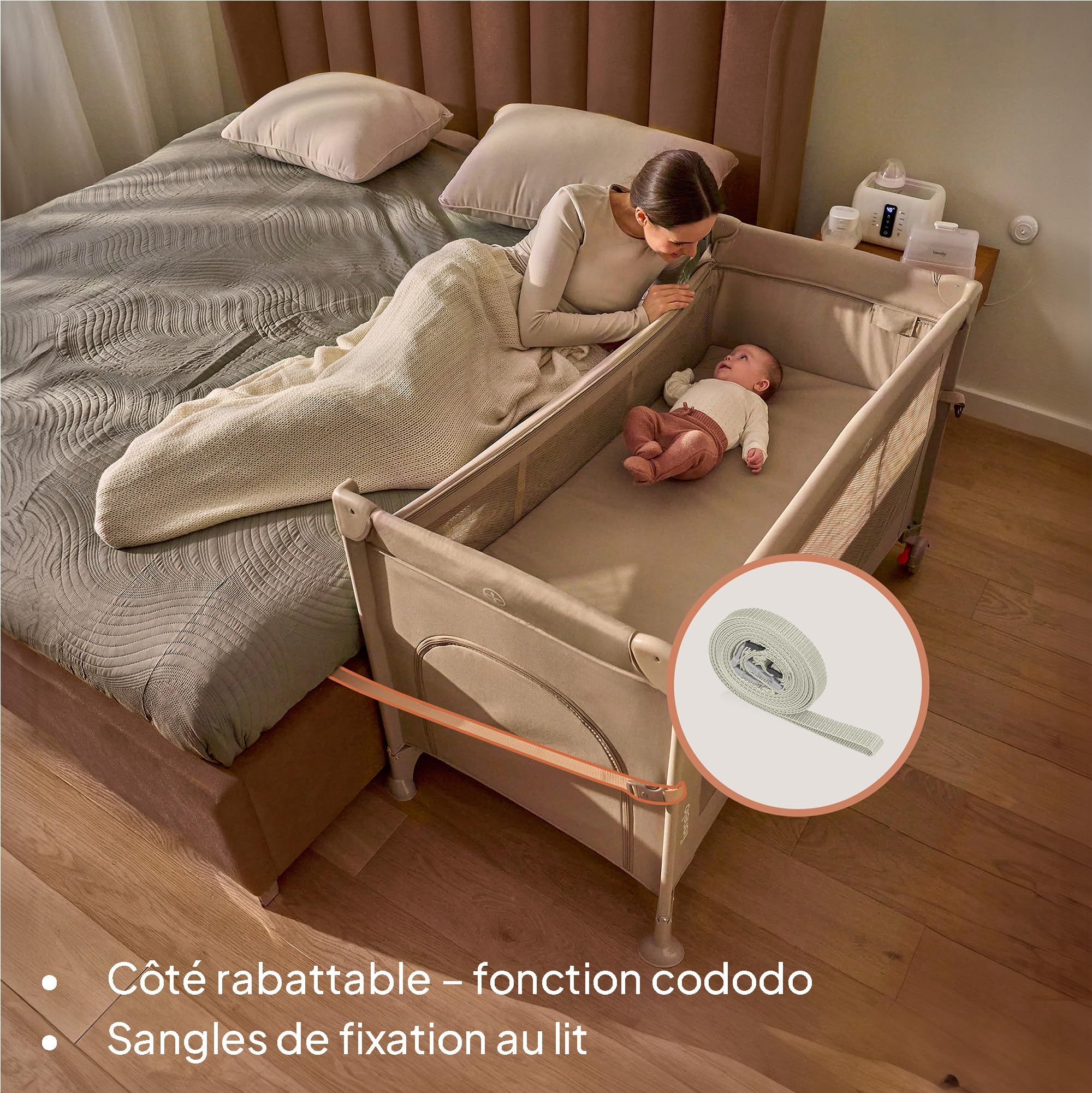 lionelo-ellen-lit-voyage-cododo-vert-3en1-2-hauteurs image 2