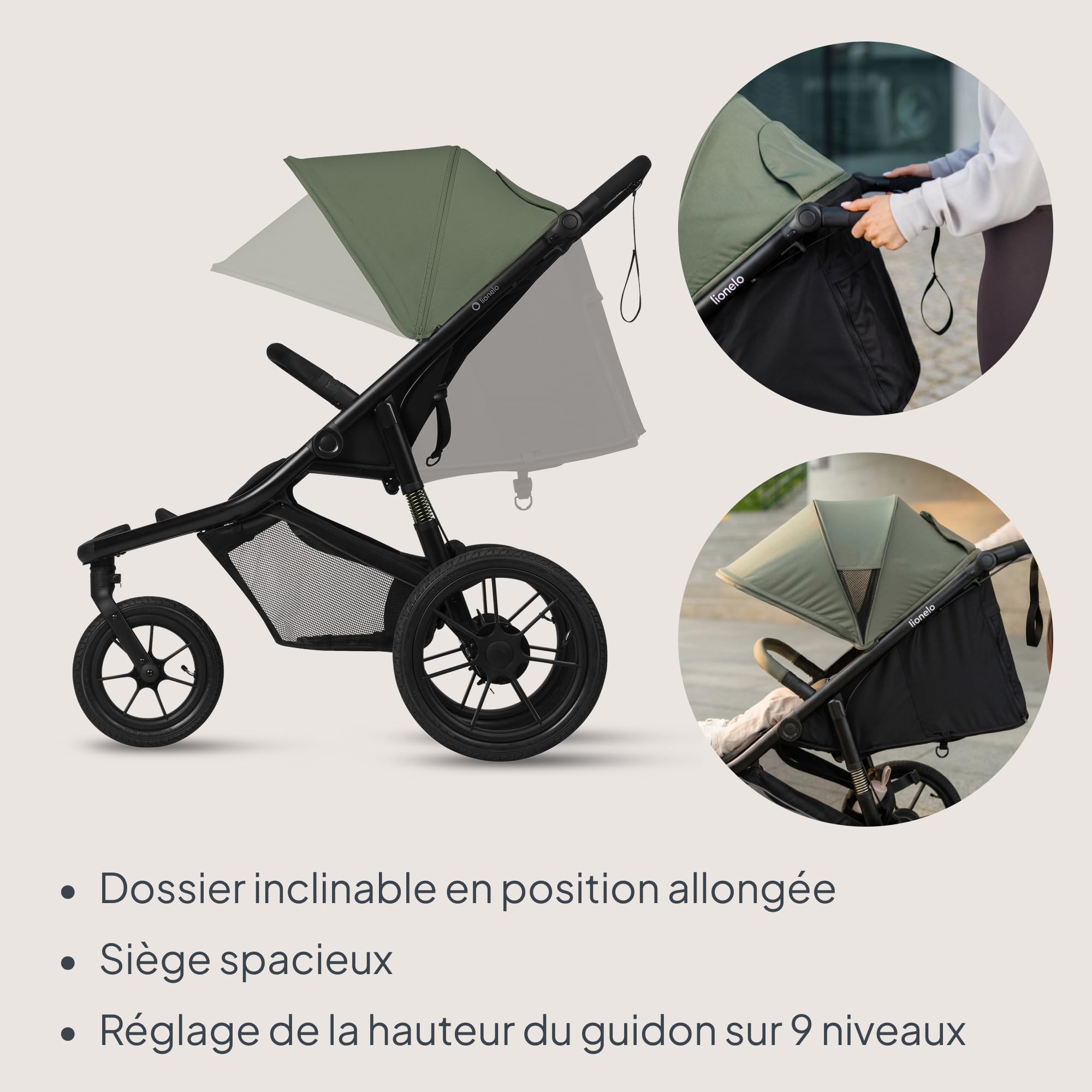 lionelo-azura-poussette-jogging-3-roues-green-22-kg image 8