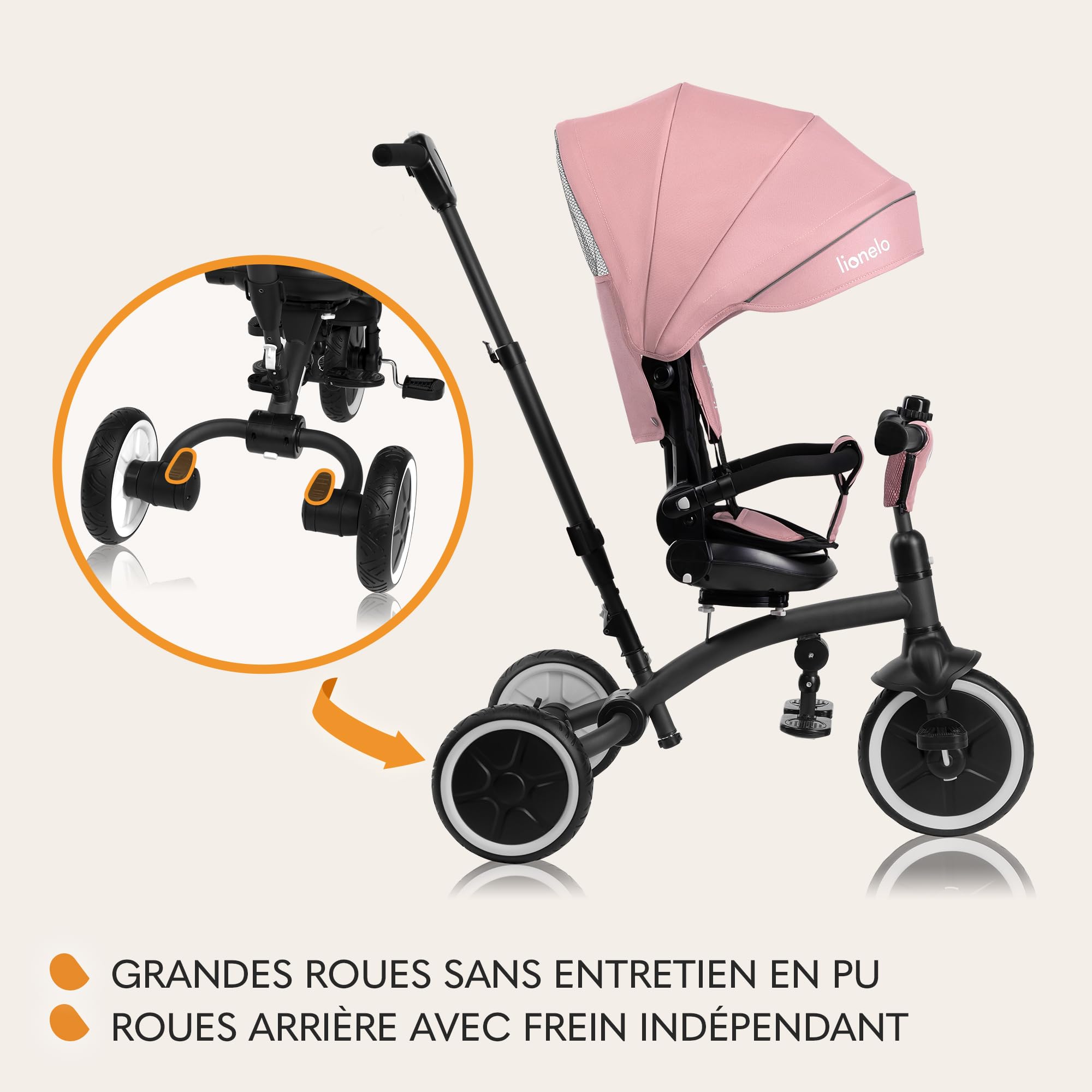 lionelo-tris-plus-tricycle-b-b-rose-volutif-9-mois-5-ans image 3