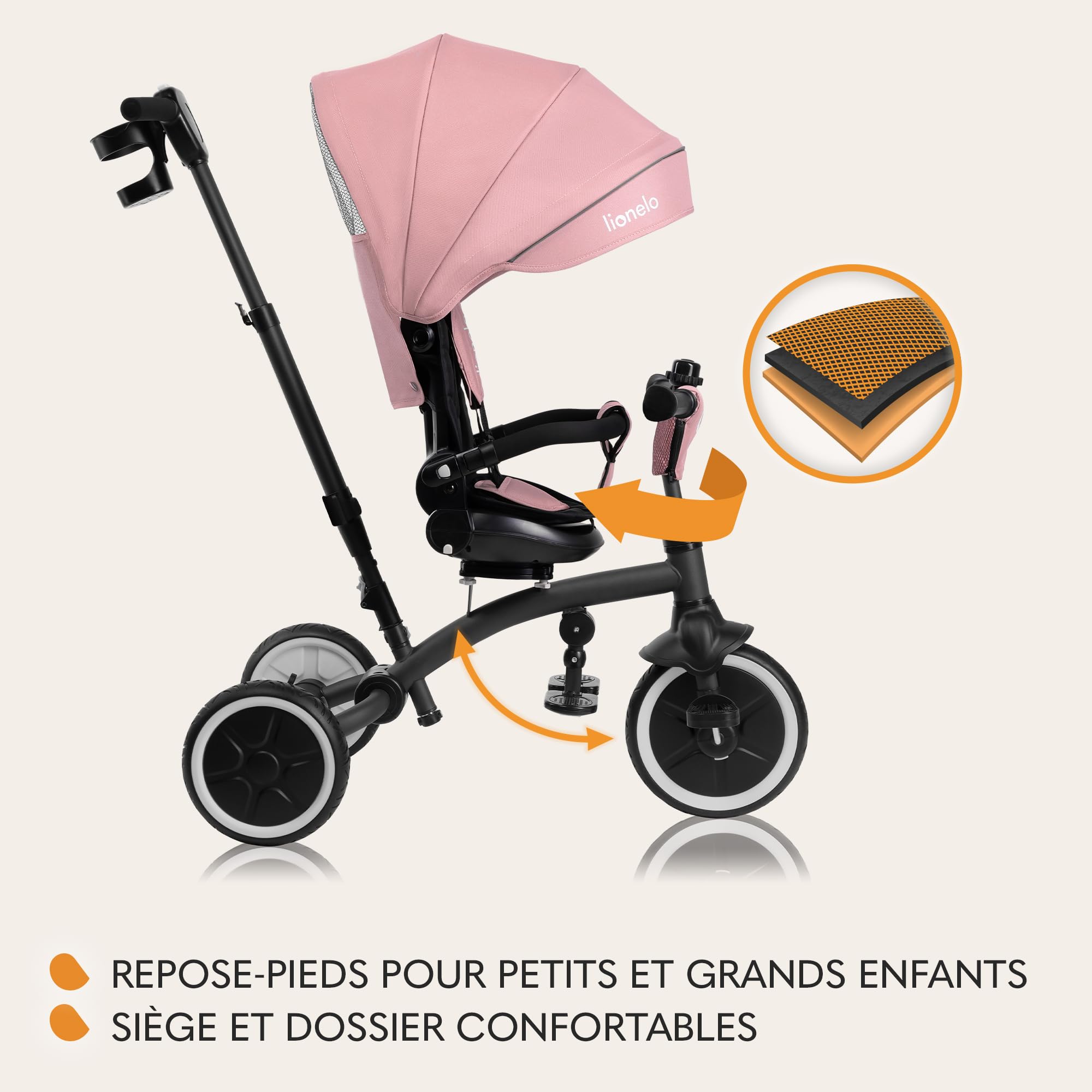 lionelo-tris-plus-tricycle-b-b-rose-volutif-9-mois-5-ans image 5