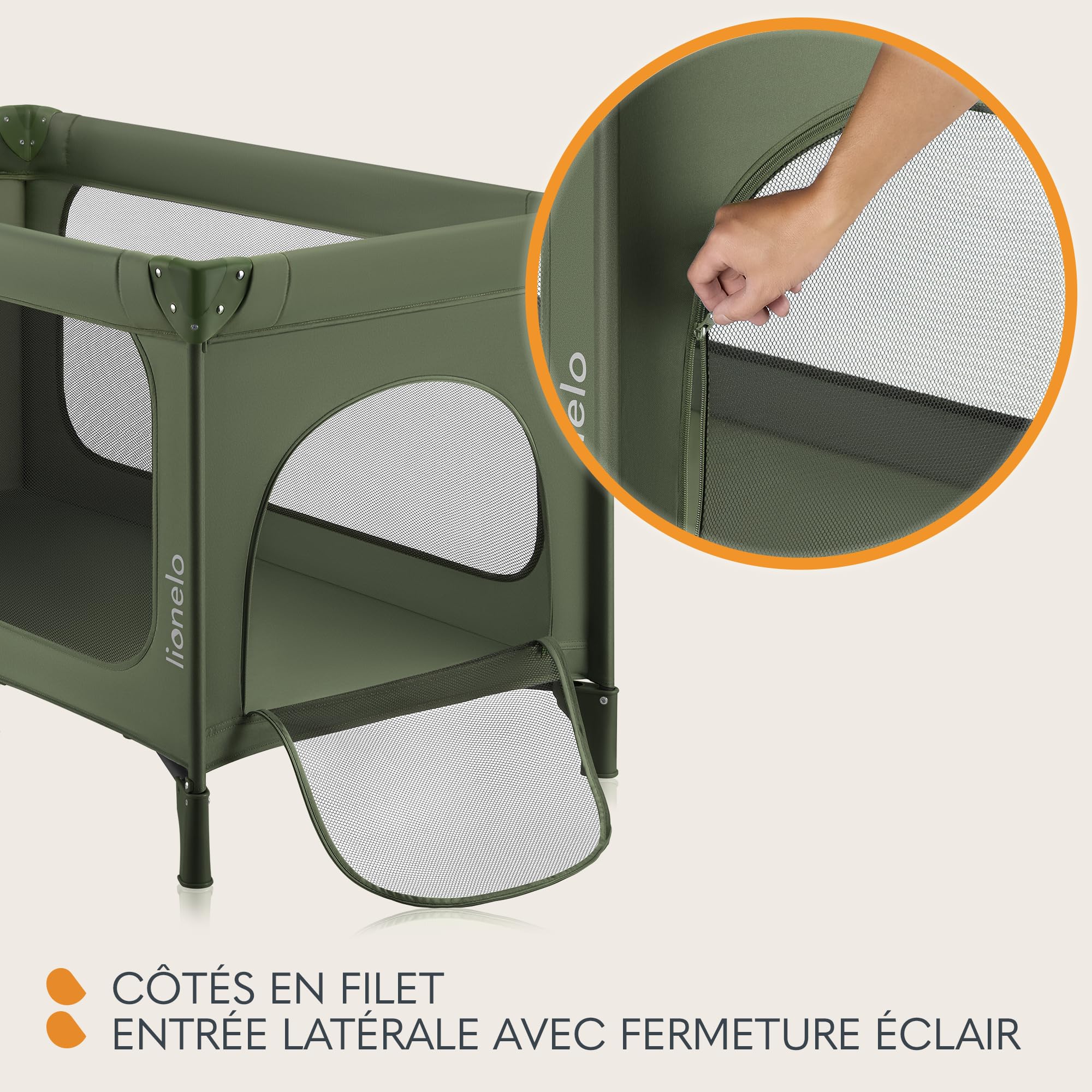 lionelo-jasmin-easy-fold-lit-de-voyage-b-b-vert-matelas-t25 image 5