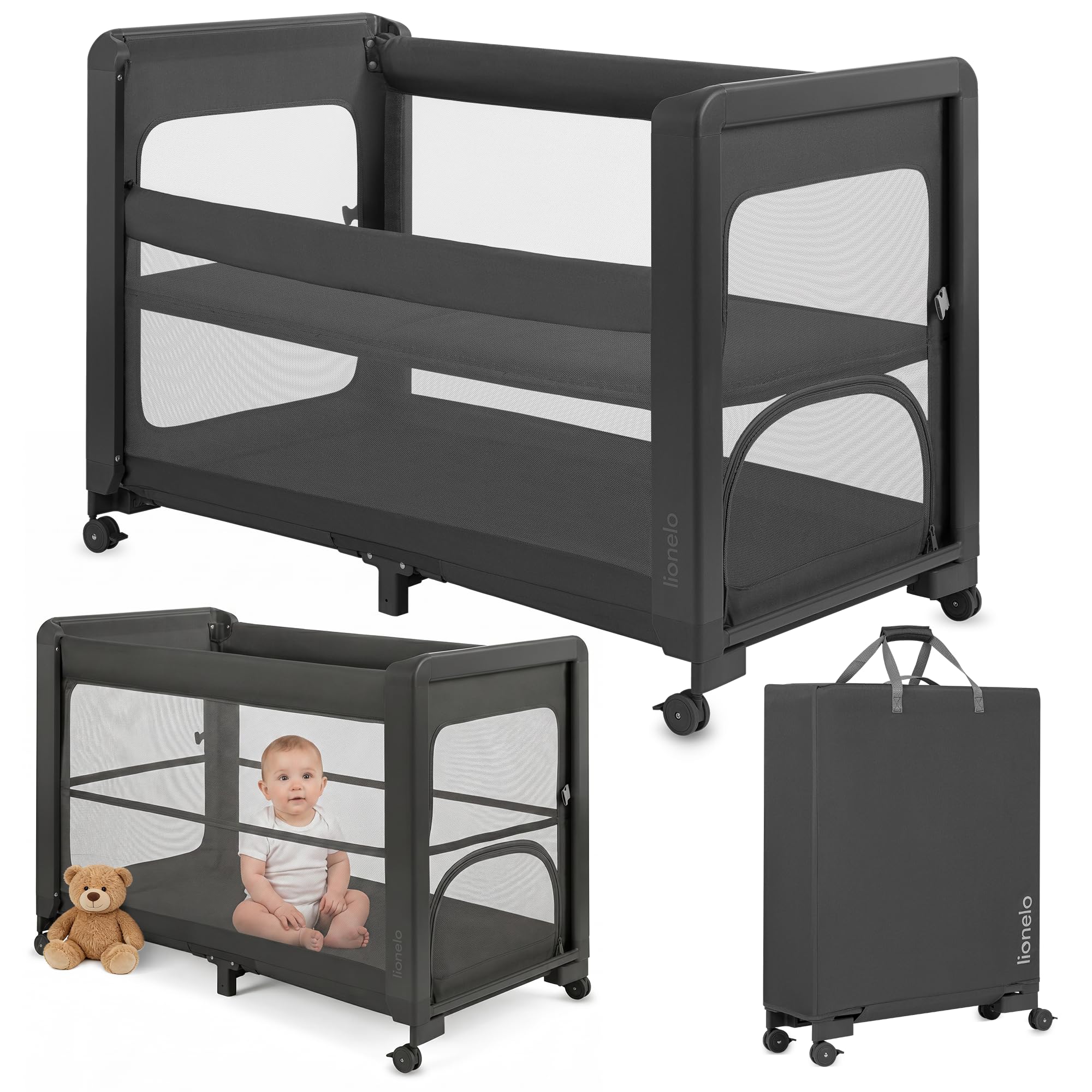 lionelo-patty-lit-parapluie-b-b-grey-5-en-1-avec-matelas image 1