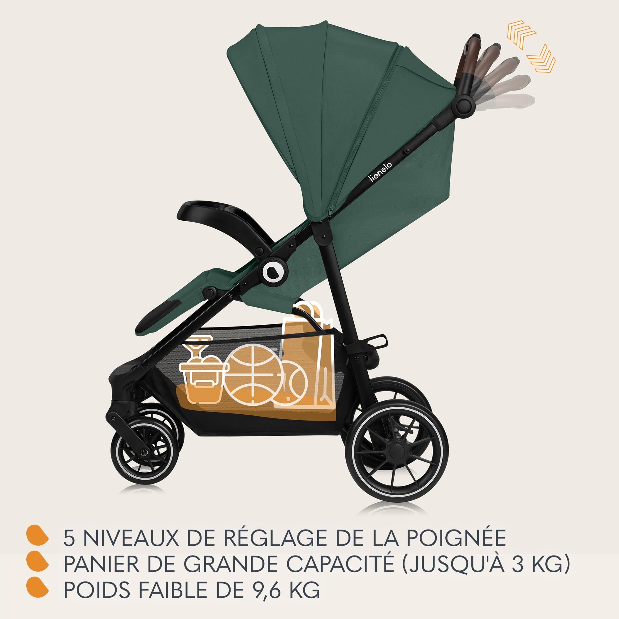 lionelo-emma-one-poussette-canne-green-pliage-une-main-upf50 image 6