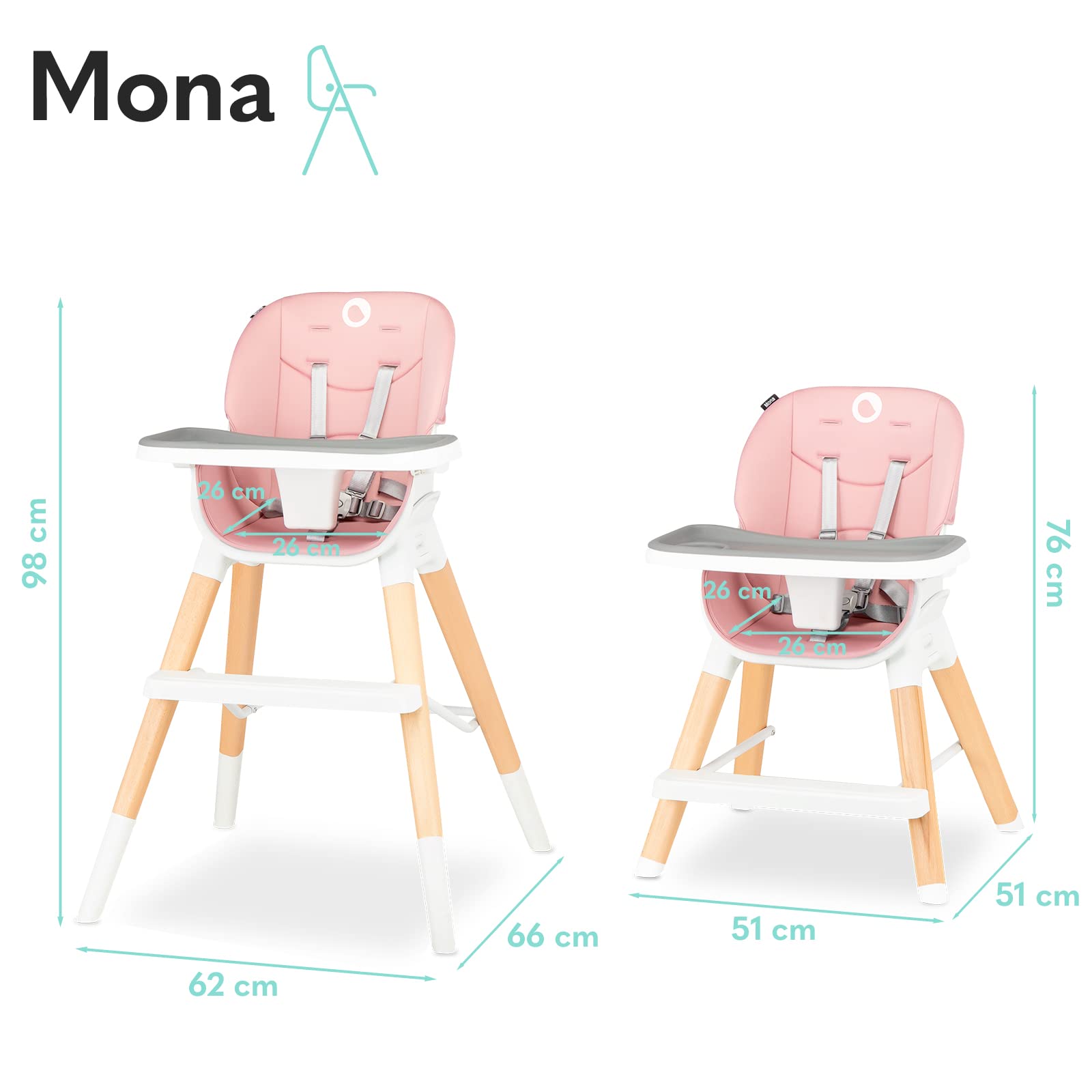 lionelo-mona-chaise-haute-b-b-4-en-1-pink-6-36-mois image 8