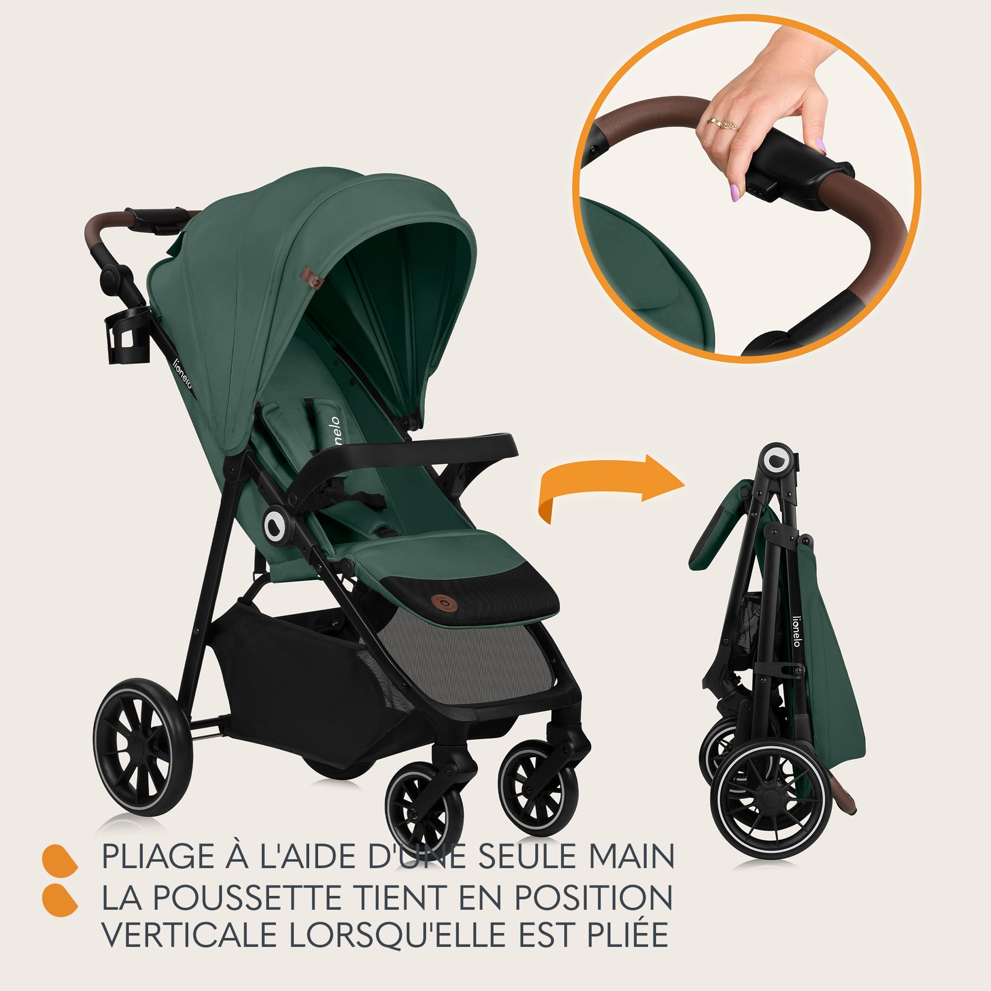 lionelo-emma-one-poussette-canne-green-pliage-une-main-upf50 image 5