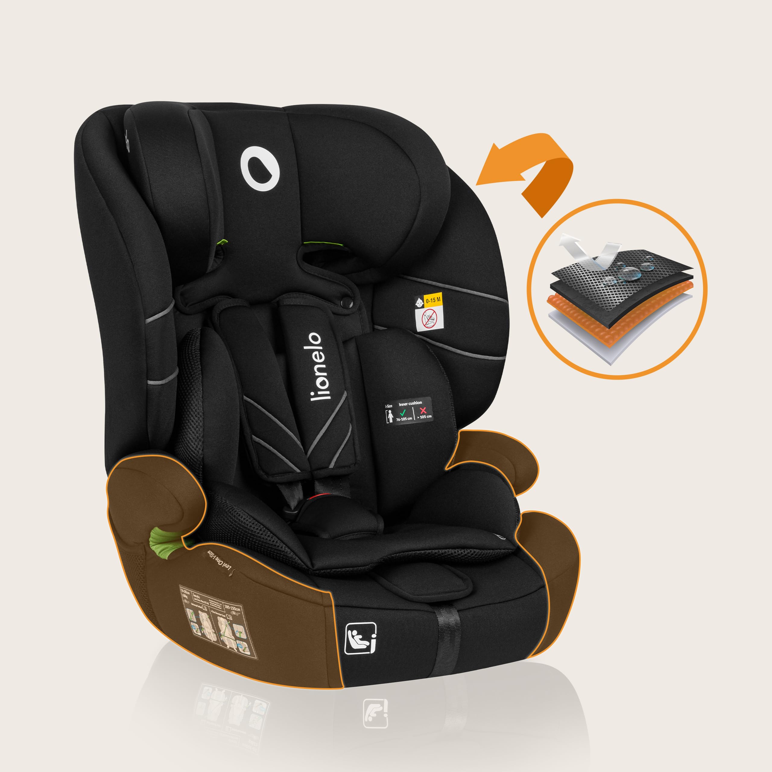 lionelo-levi-one-si-ge-auto-i-size-black-carbon-76-150-cm image 7