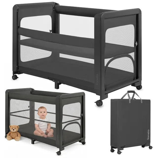 lionelo-patty-lit-parapluie-b-b-grey-5-en-1-avec-matelas image 1