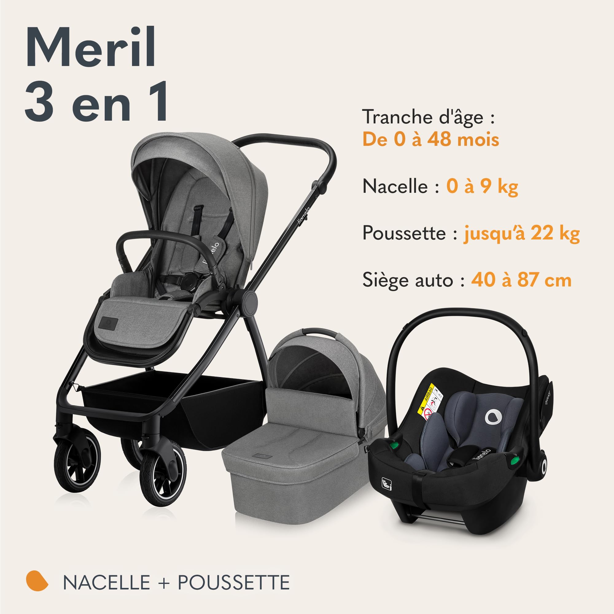 lionelo-meril-3-en-1-poussette-b-b-gris-tout-terrain image 2