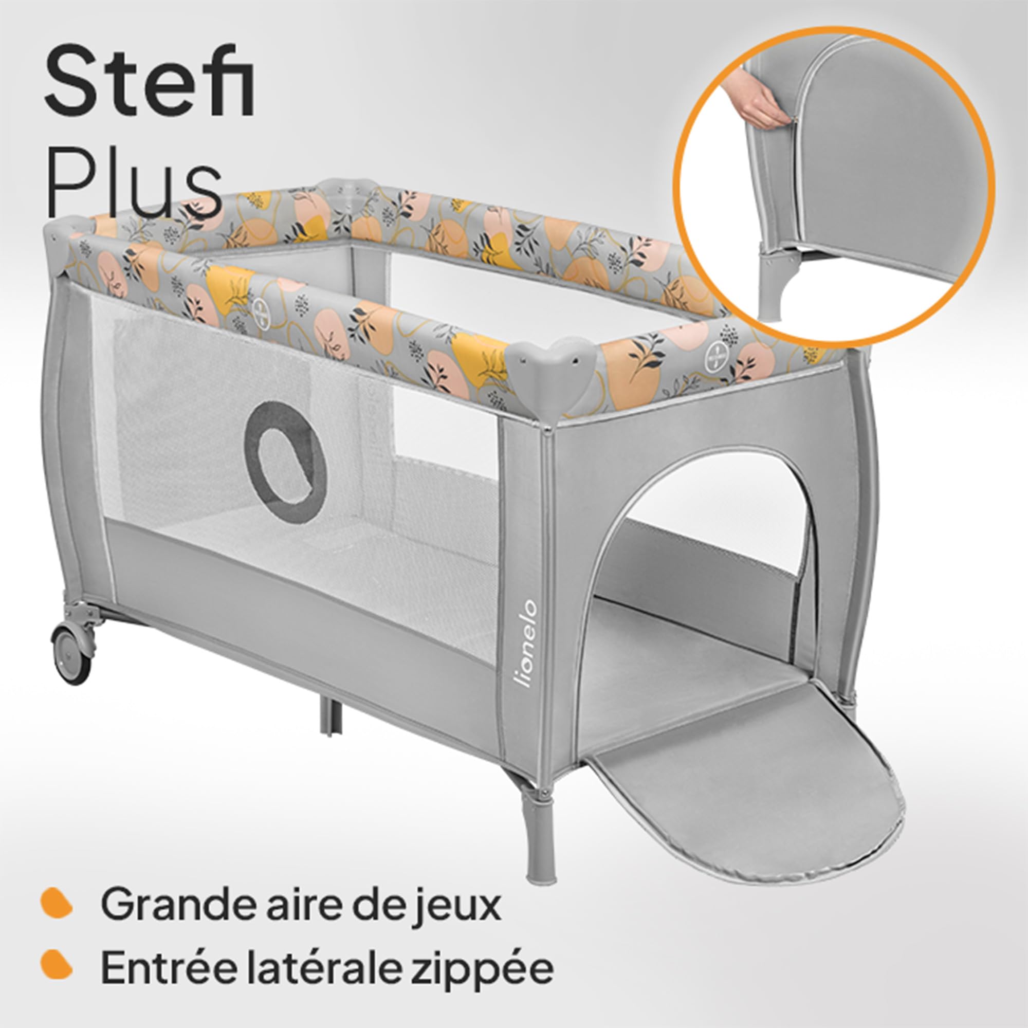 lionelo-stefi-plus-lit-b-b-parapluie-rose-jaune-pliage-rapide-15kg image 8