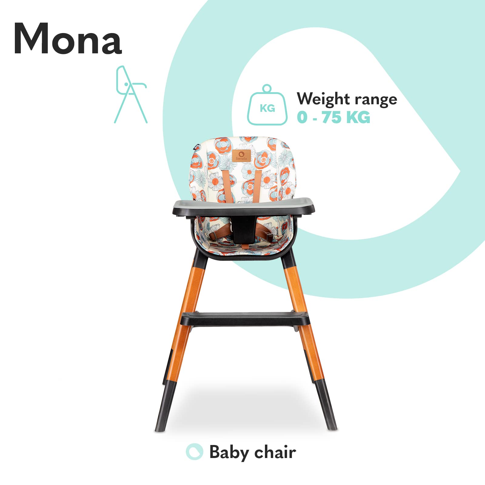 lionelo-mona-chaise-haute-b-b-4-en-1-flower-6-36-mois image 2