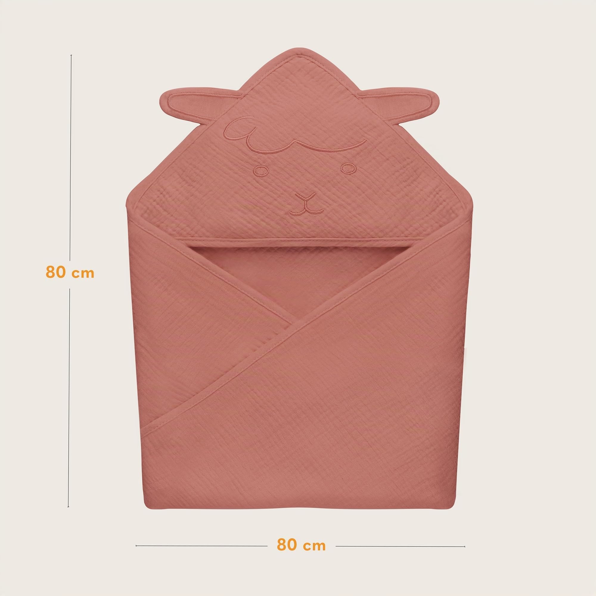 lionelo-cape-de-bain-b-b-mousseline-corail-80x80-cm image 7