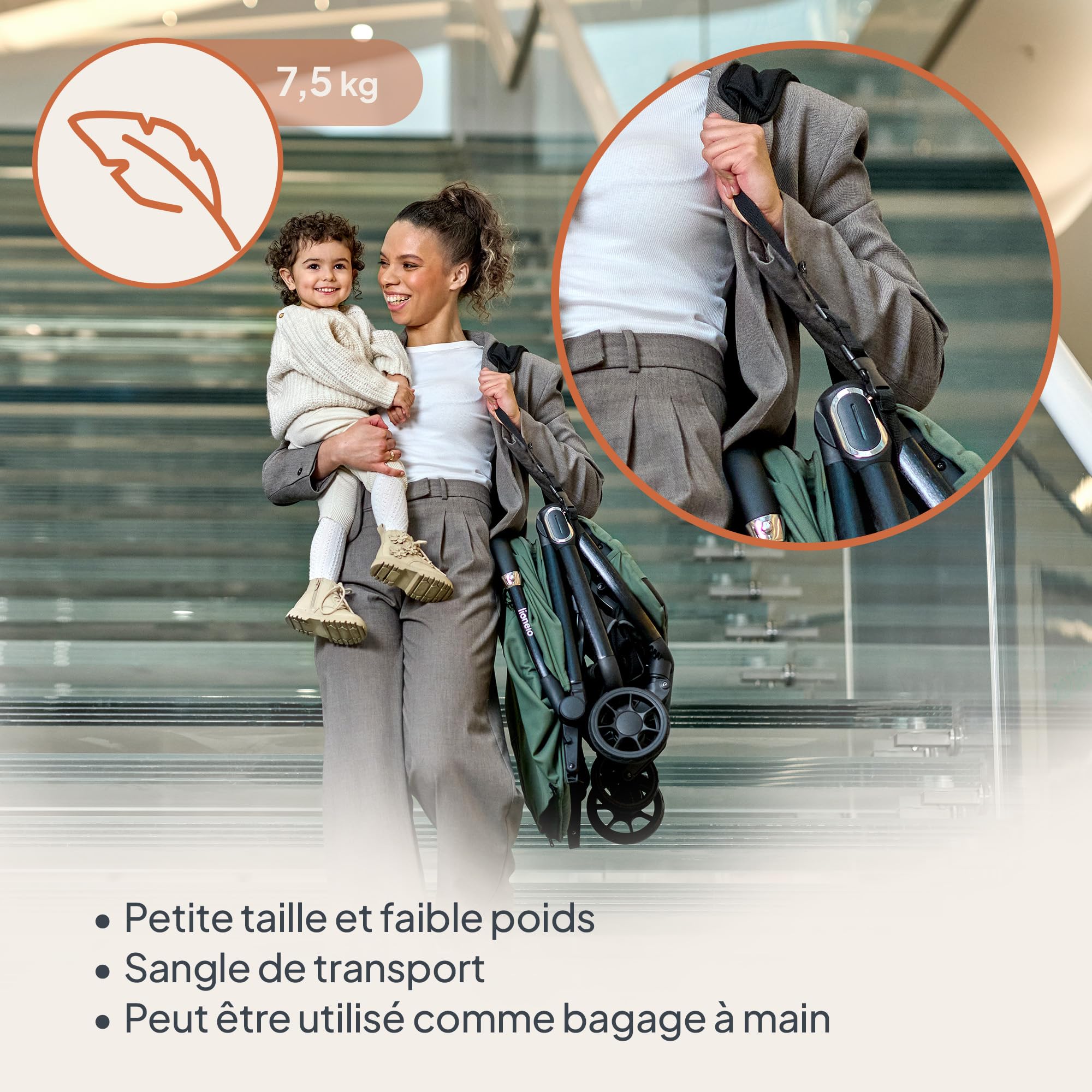 lionelo-bess-poussette-canne-verte-22-kg-pliage-une-main image 2
